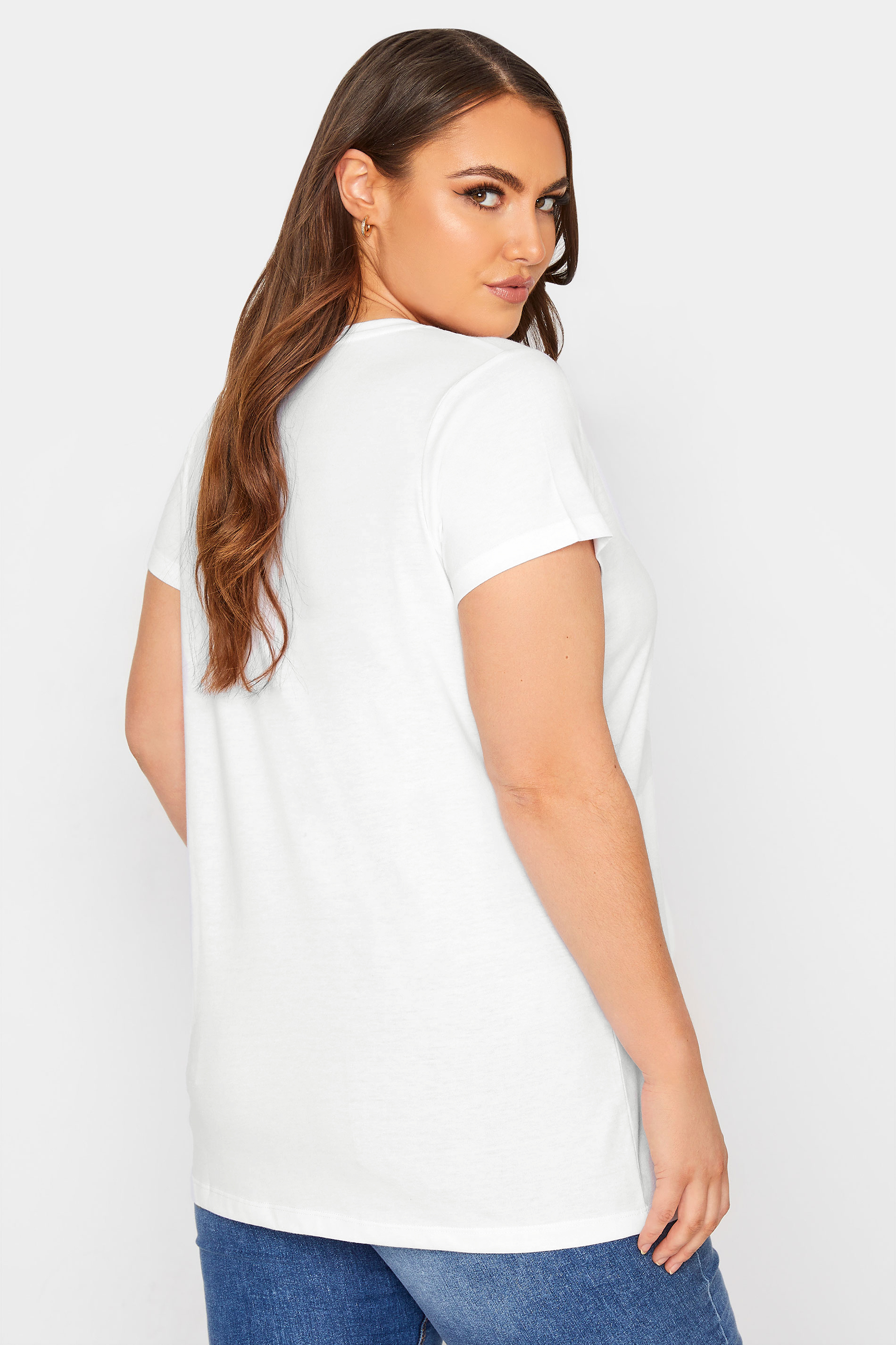 Grande taille  Tops Grande taille  T-Shirts Basiques & Débardeurs | T-Shirt Blanc Manches Courtes en Jersey - QF21145
