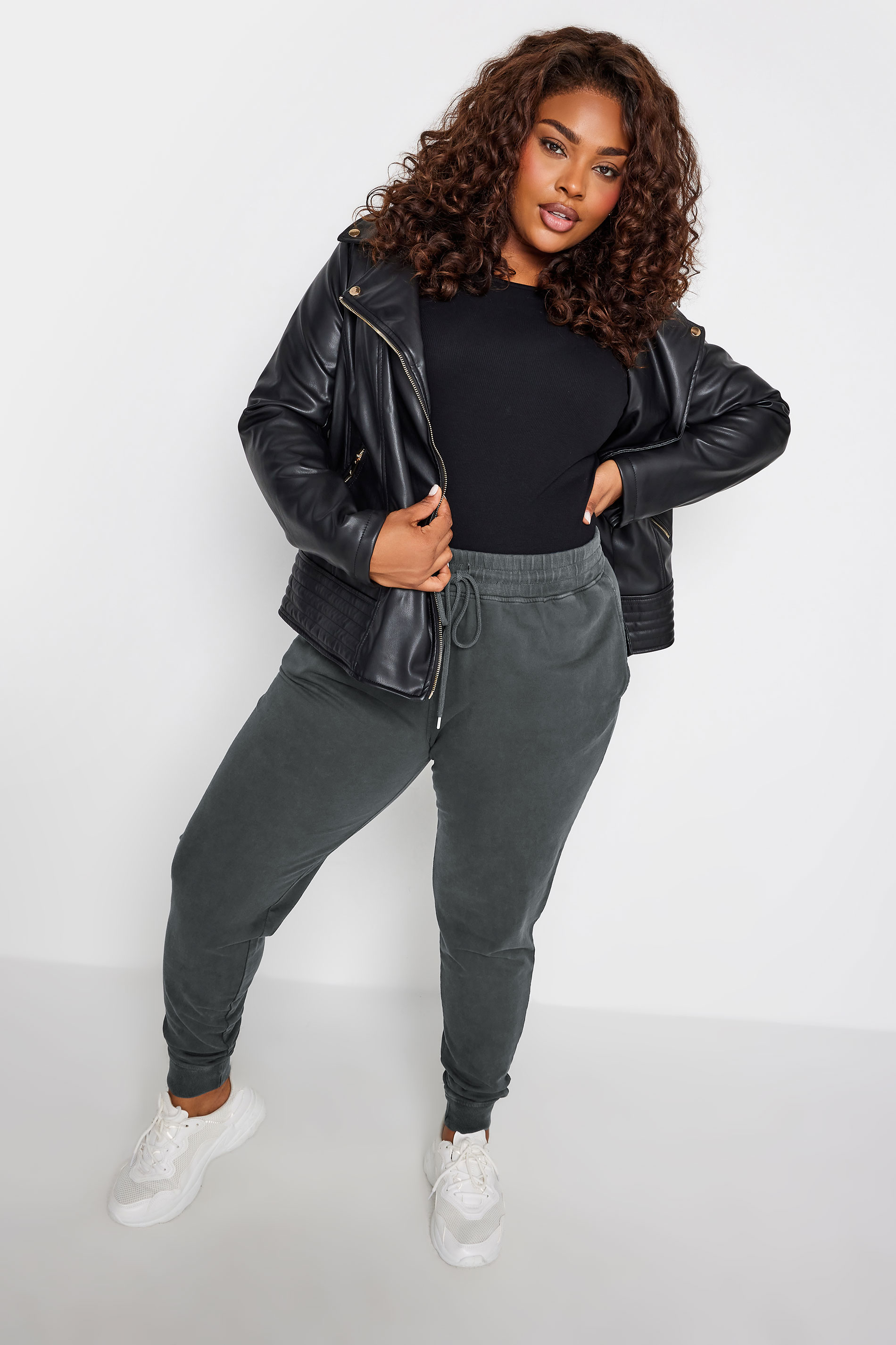 YOURS Plus Size Grey Acid Wash Joggers | Yours Clothing 2