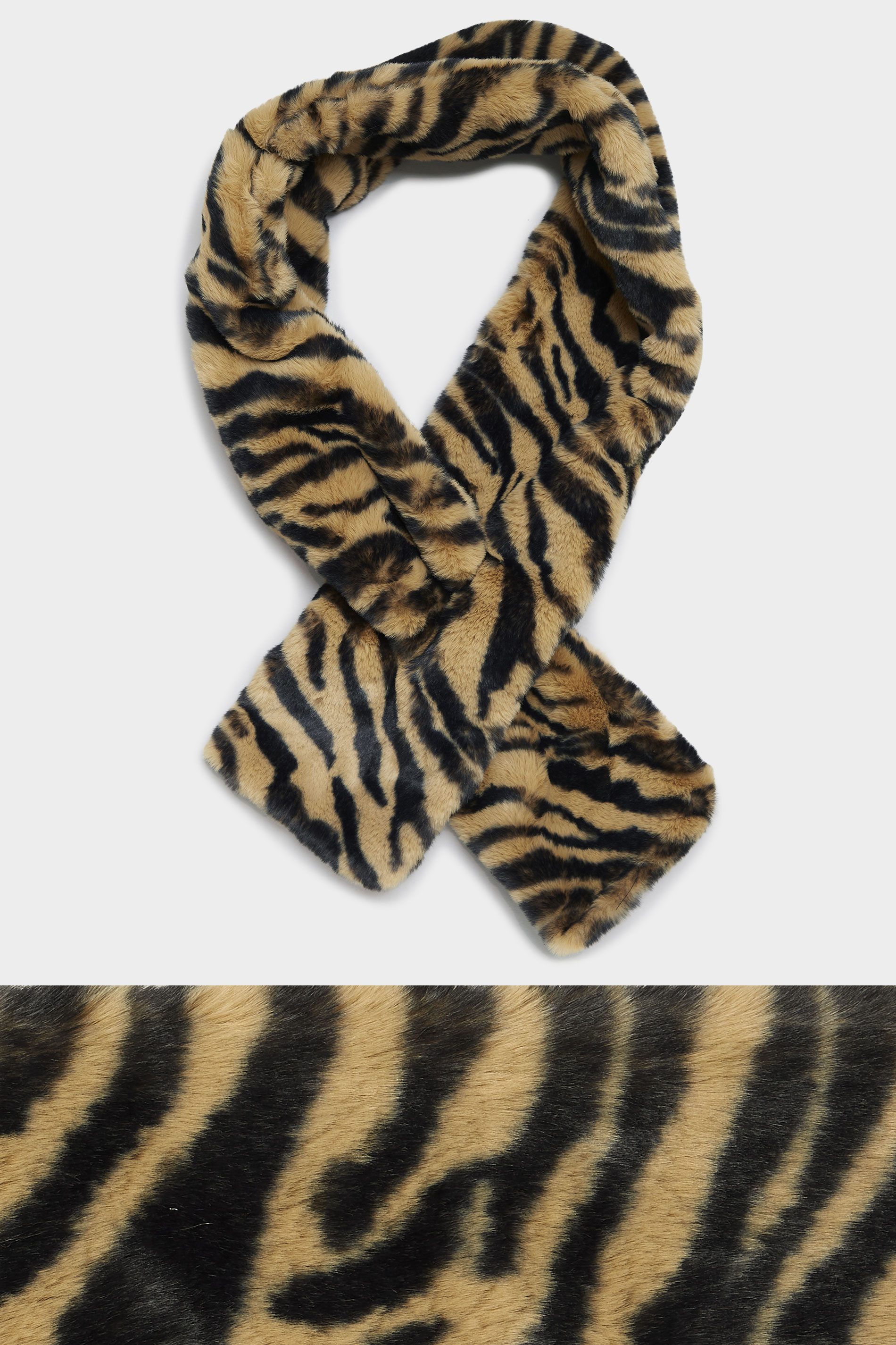 Brown Animal Print Faux Fur Scarf | Yours Clothing 3