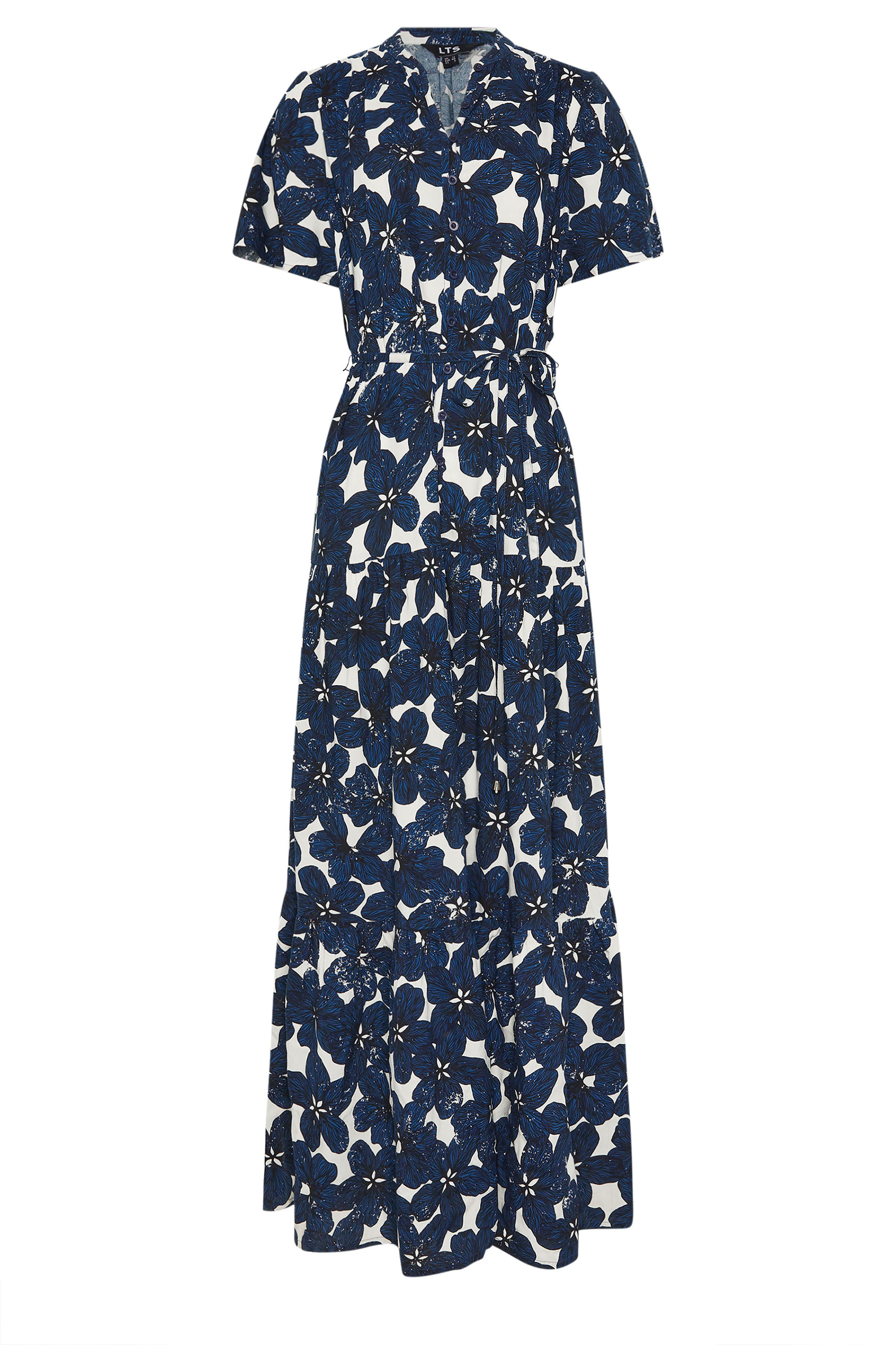 LTS Tall Women's Indigo Blue Floral Tie Waist Maxi Dress | Long Tall Sally 6