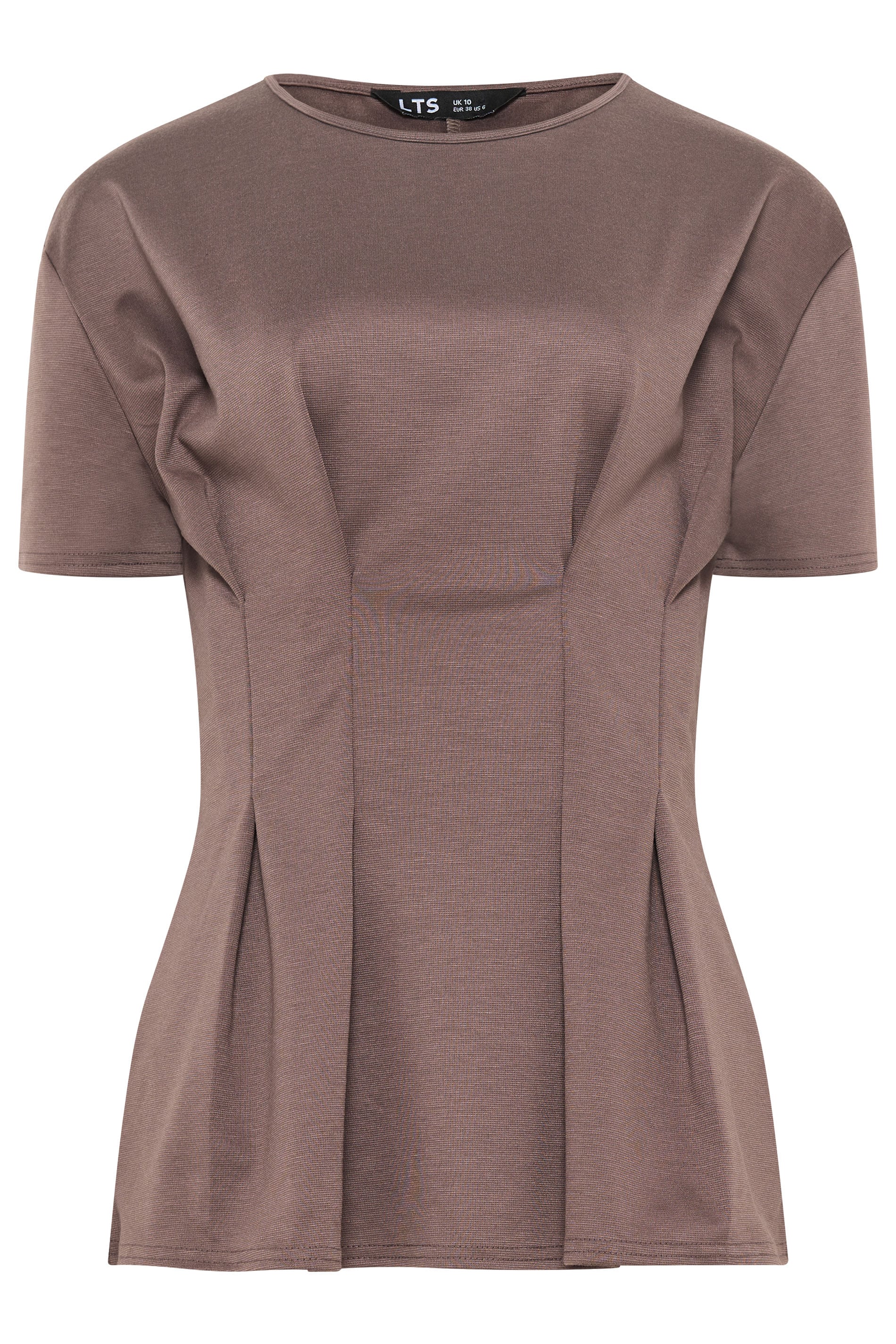 LTS Tall Women's Mocha Brown Pleated Detail Top | Long Tall Sally 5
