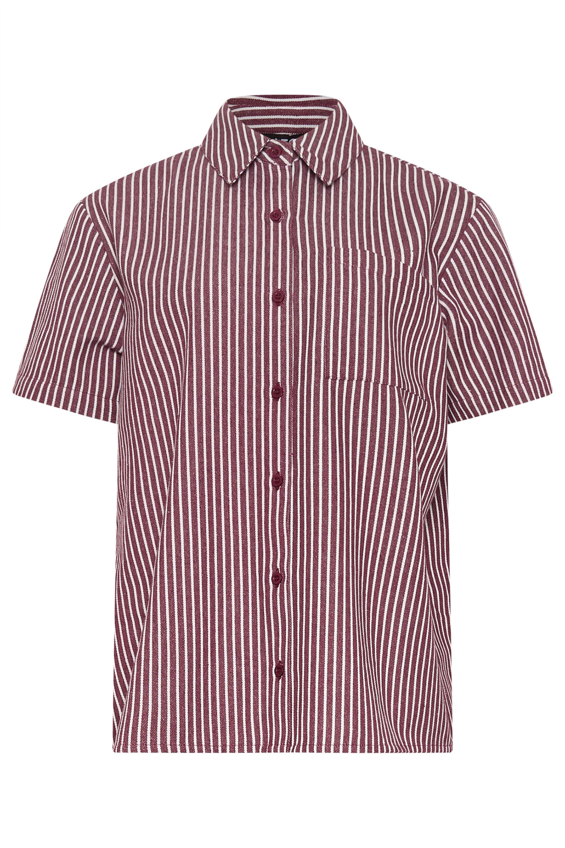 LTS Tall Women's Burgundy Red Stripe Button Cotton Shirt | Long Tall Sally 5