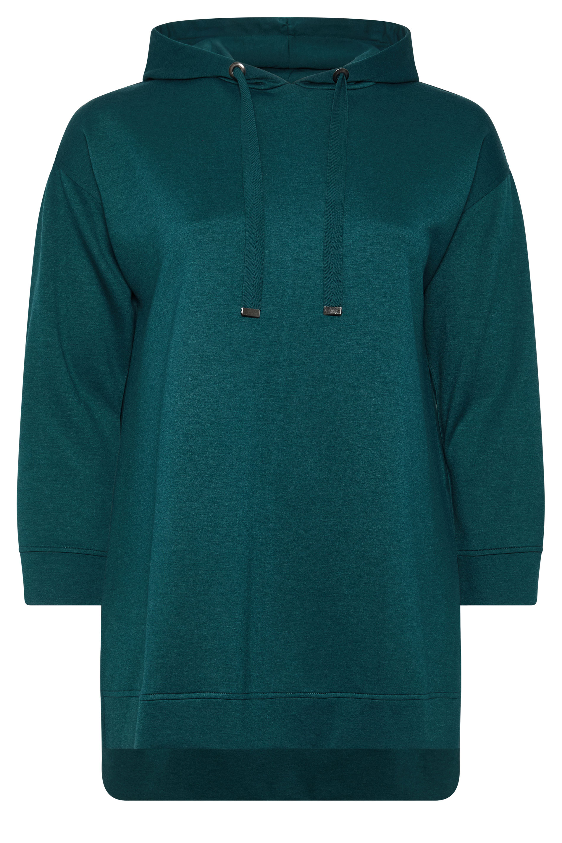 EVANS Plus Size Teal Green Luxe Drawstring Hoodie | Evans 1