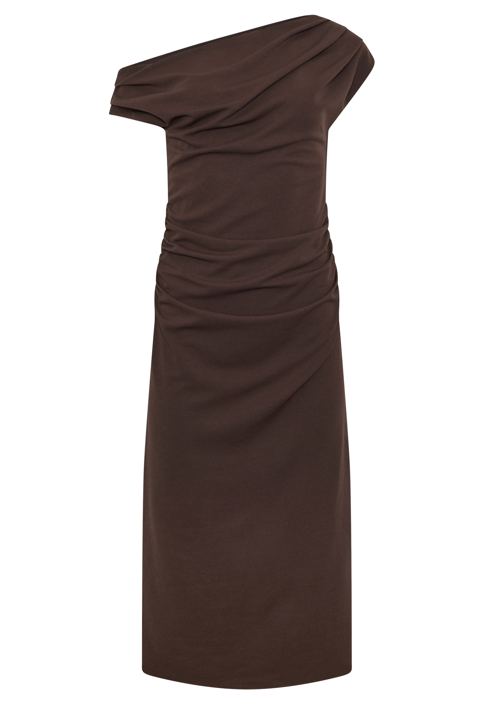 STAR Chocolate Brown Draped Midi Dress | StarByJM 5