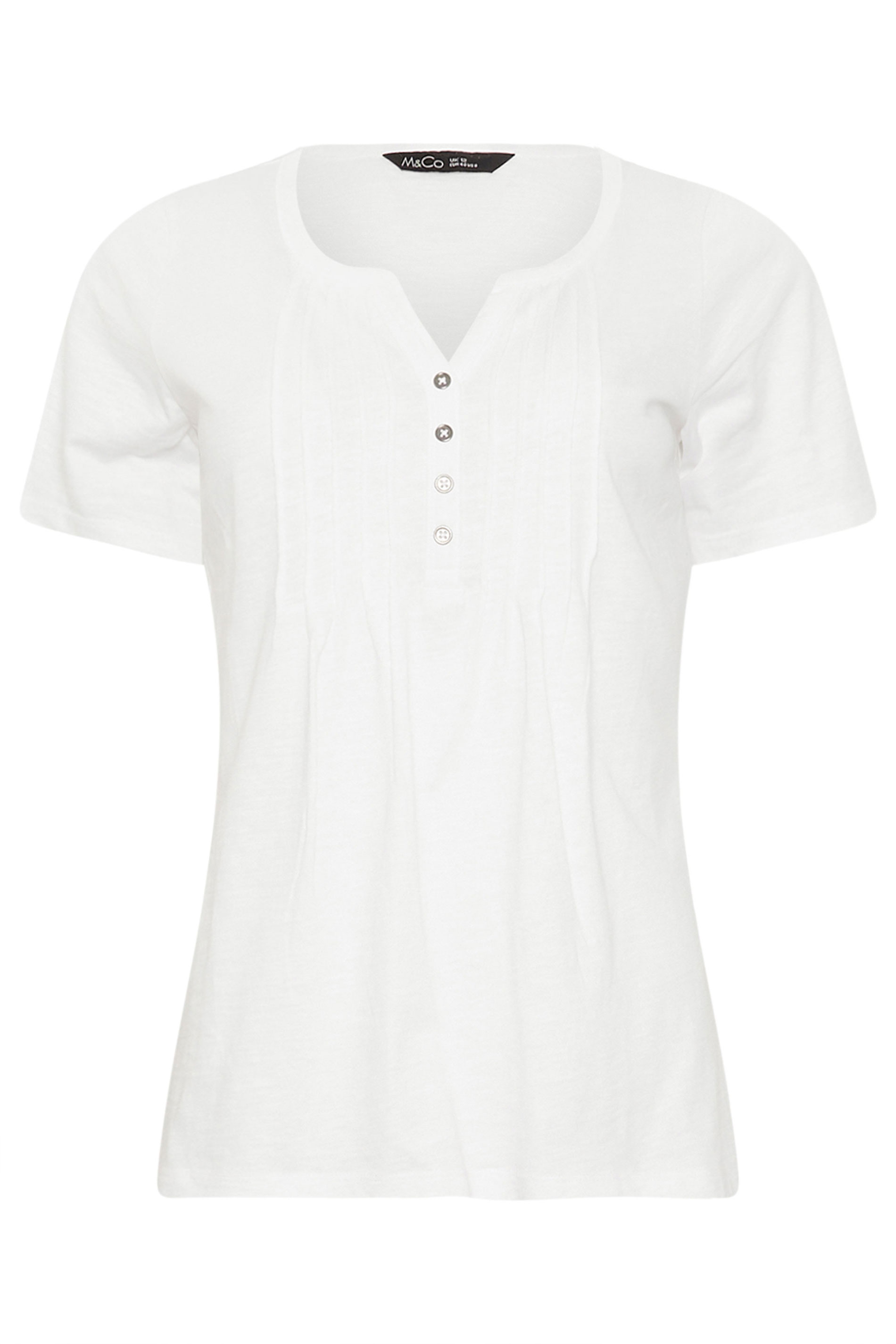 M&Co 2 PACK White & Green Leaf Print Cotton Henley Tops | M&Co 9