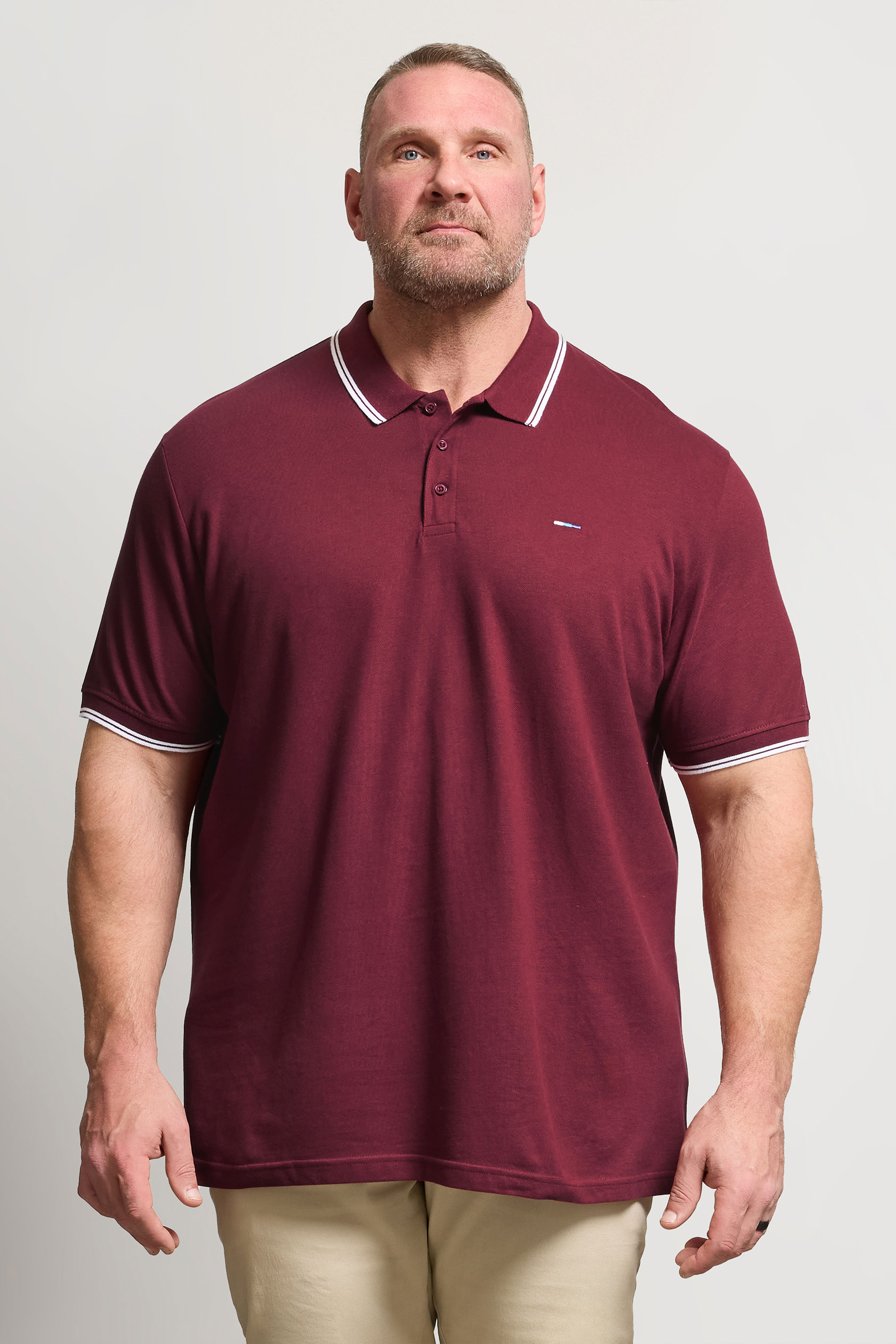 BadRhino Big & Tall Burgundy Red Tipped Polo Shirt | BadRhino 3