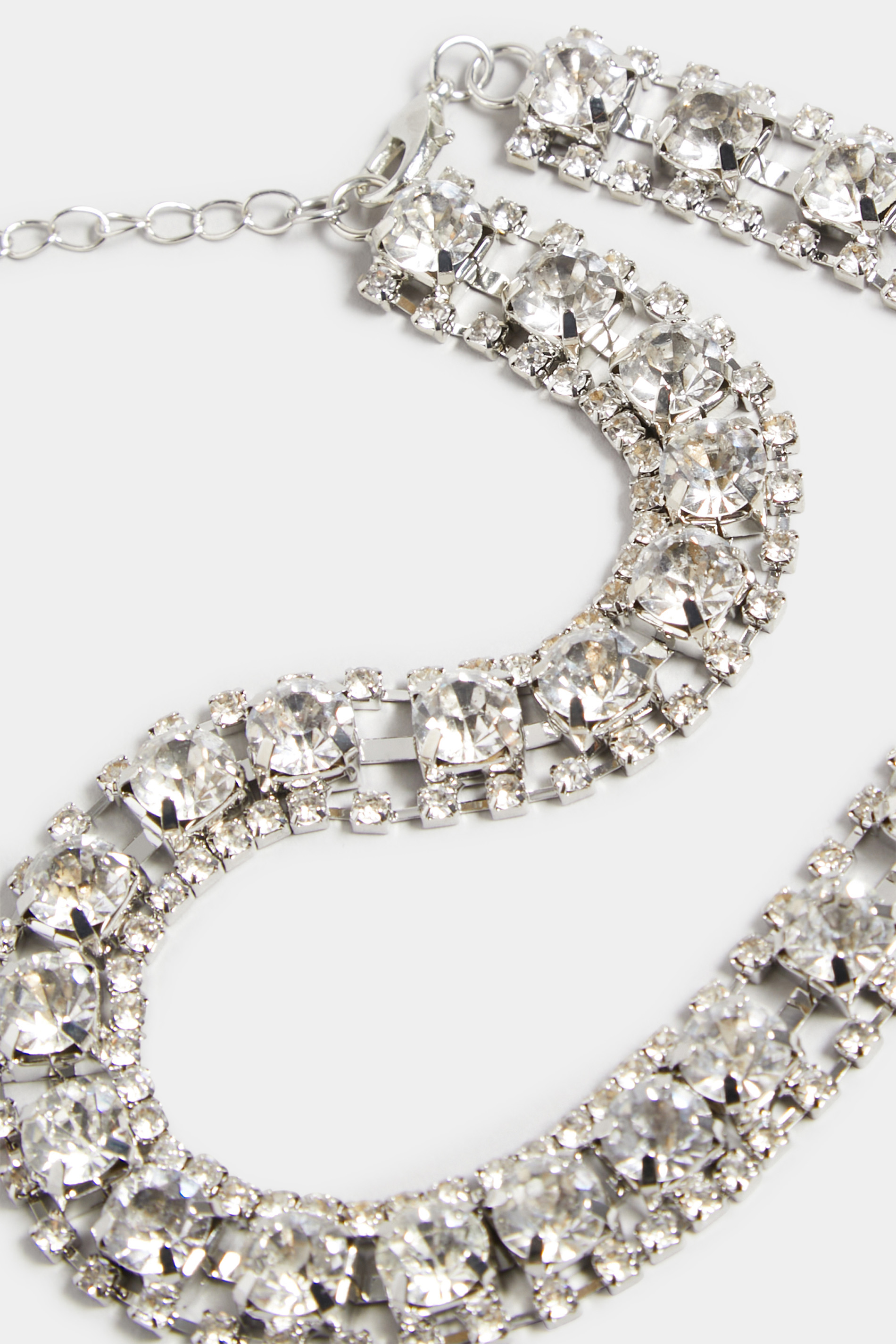 Silver Diamante Choker Necklace | Yours Clothing 3