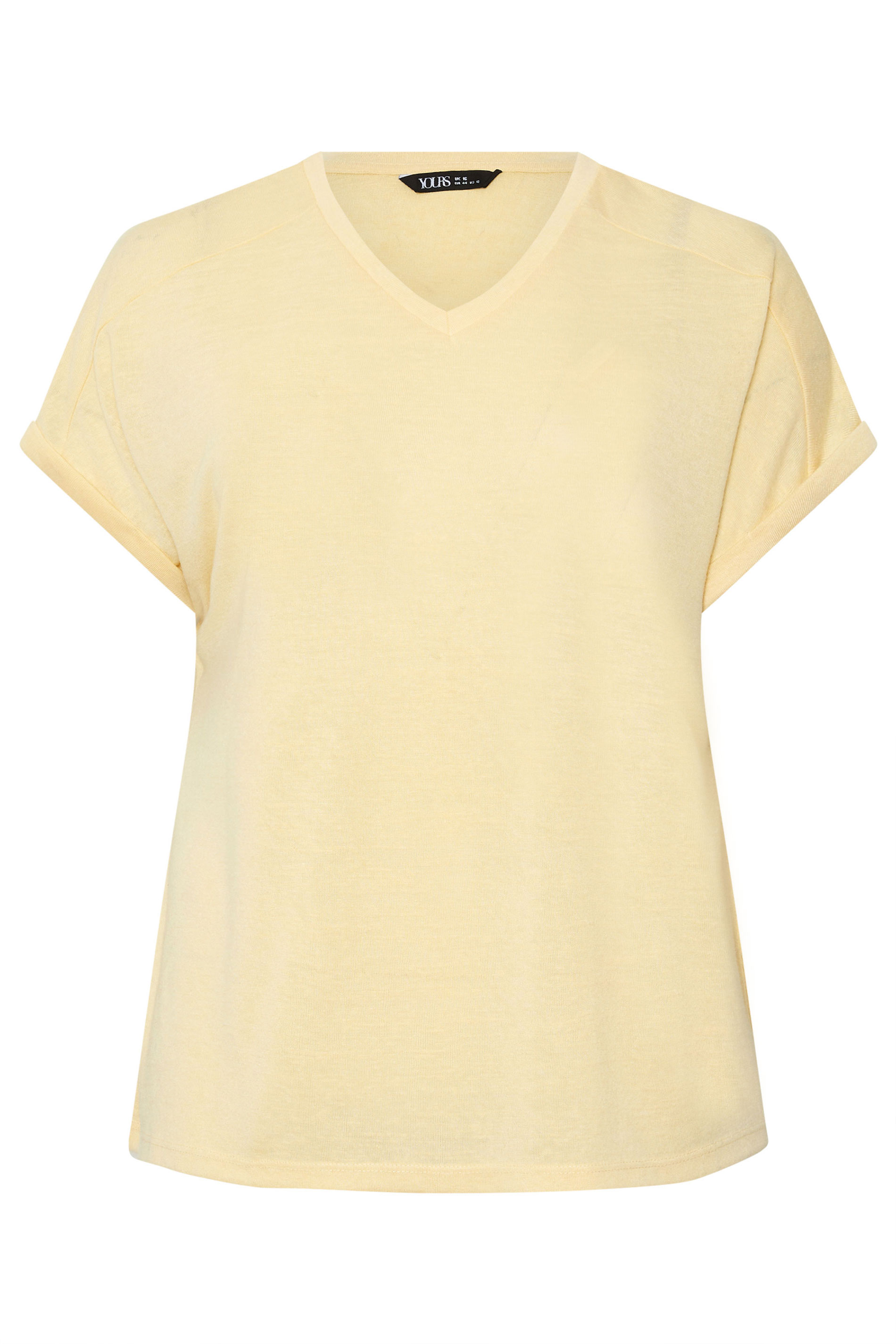 YOURS Plus Size Yellow Linen Look T-Shirt | Yours Clothing 5
