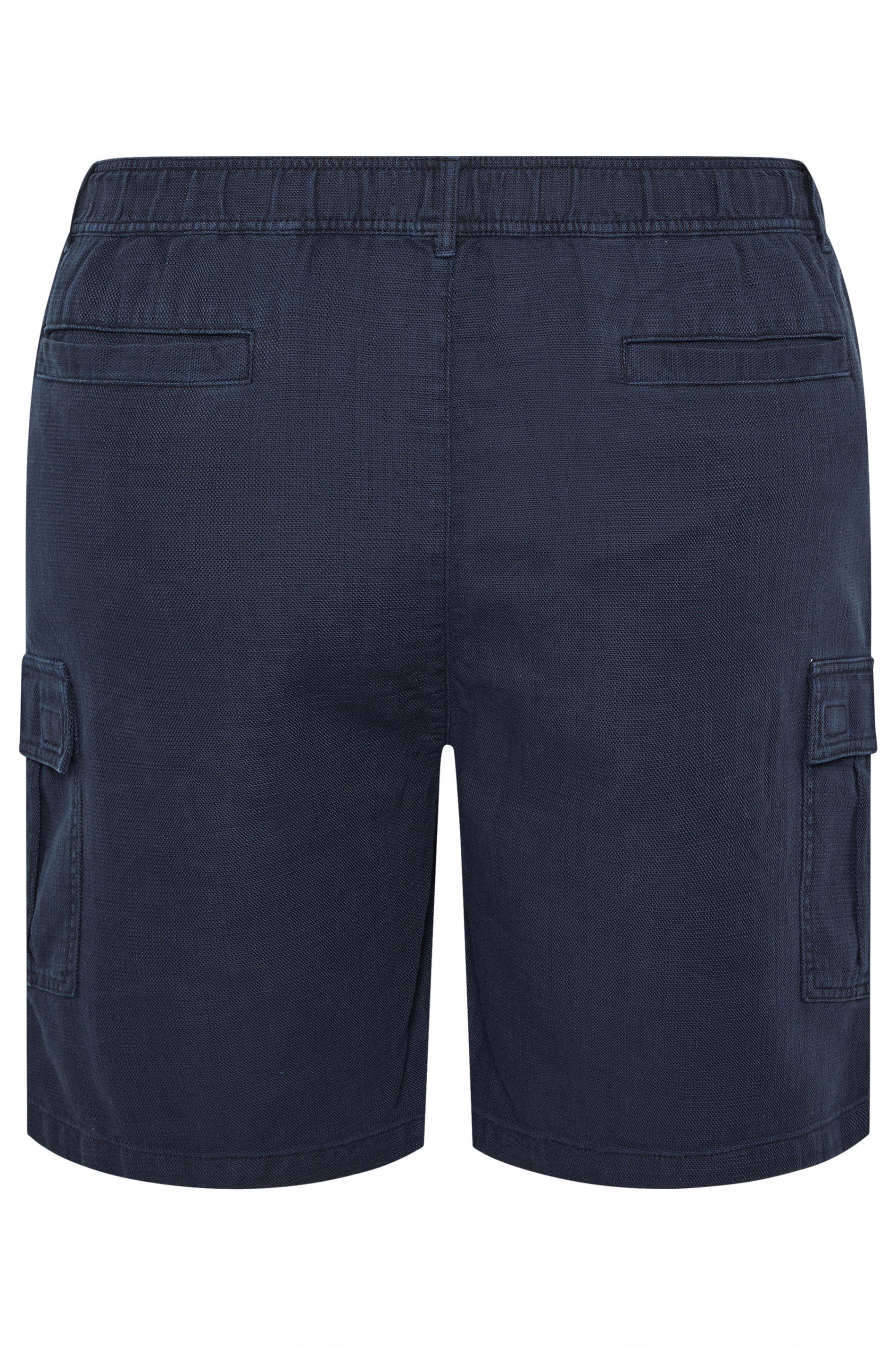 BadRhino Big & Tall Navy Blue Washed Slub Cotton Cargo Shorts | BadRhino 7