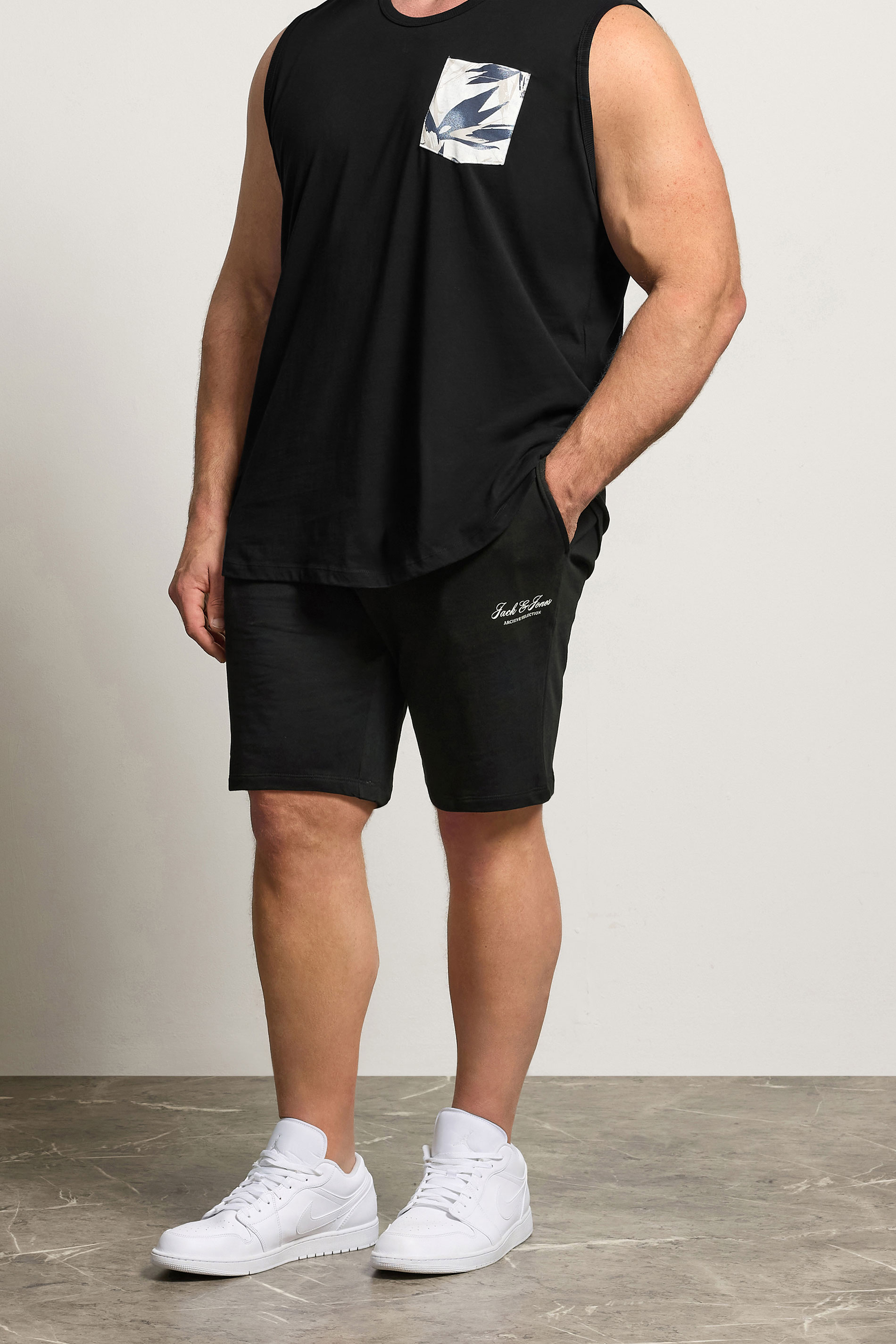 JACK & JONES Big & Tall Black Logo Jogger Sweat Shorts | BadRhino 3