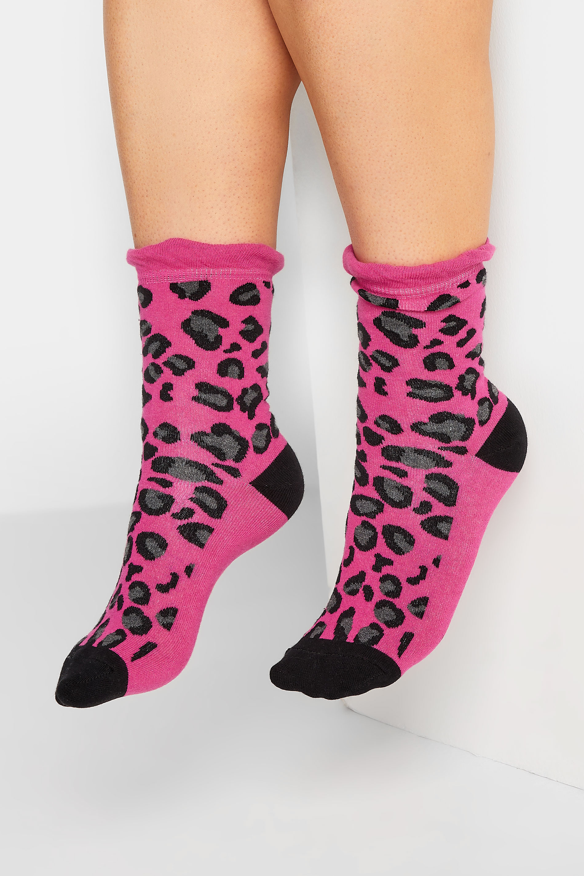 YOURS 4 PACK Black Mixed Animal Print Ankle Socks | Yours Clothing