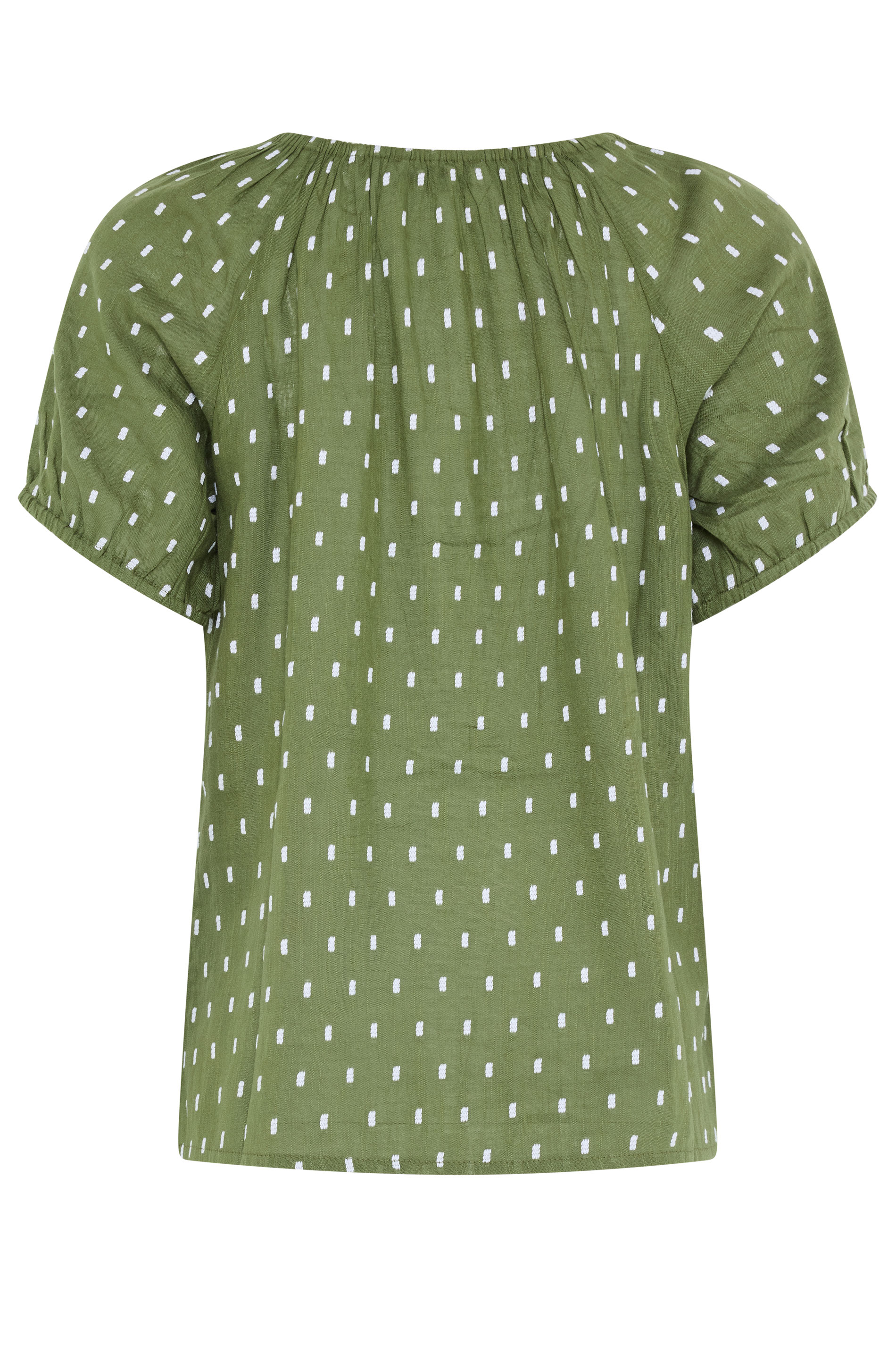 M&Co Petite Khaki Green Dobby Button Up Cotton Blouse | M&Co 2