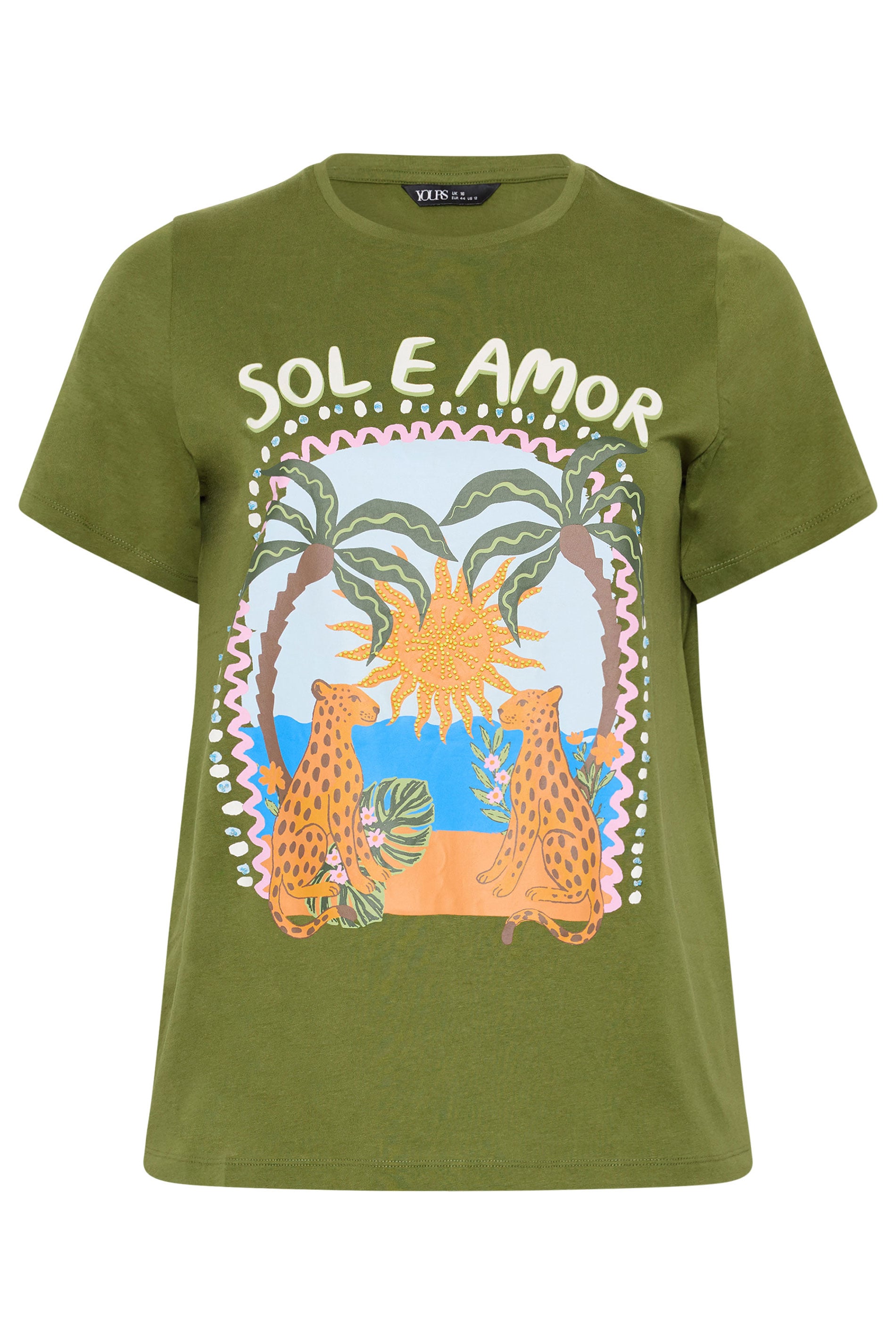 YOURS Plus Size Green 'Sol E Amor' Graphic T-Shirt | Yours Clothing 5
