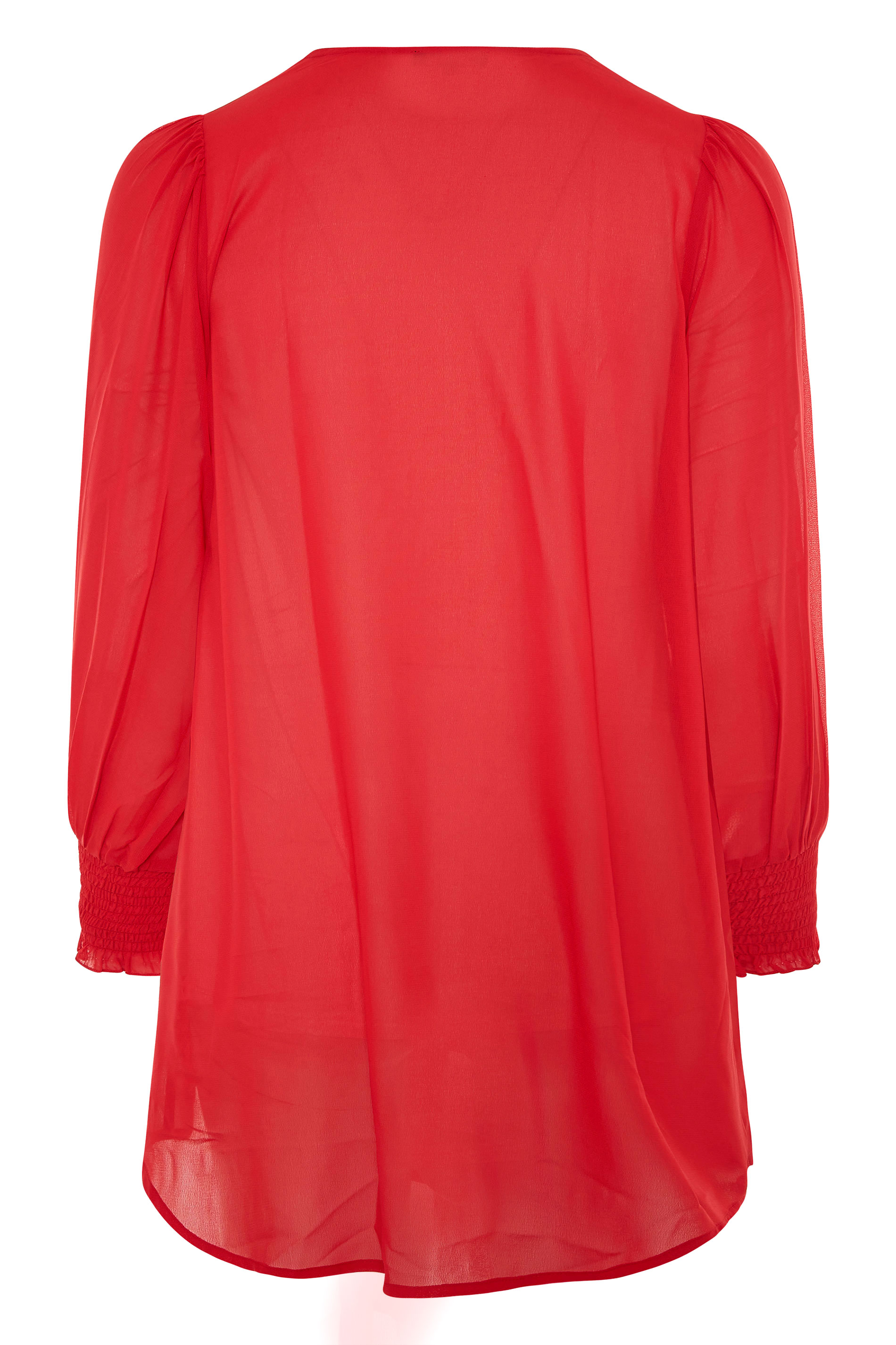 Plus Size YOURS LONDON Red Shirred Cuff Shirt | Yours Clothing