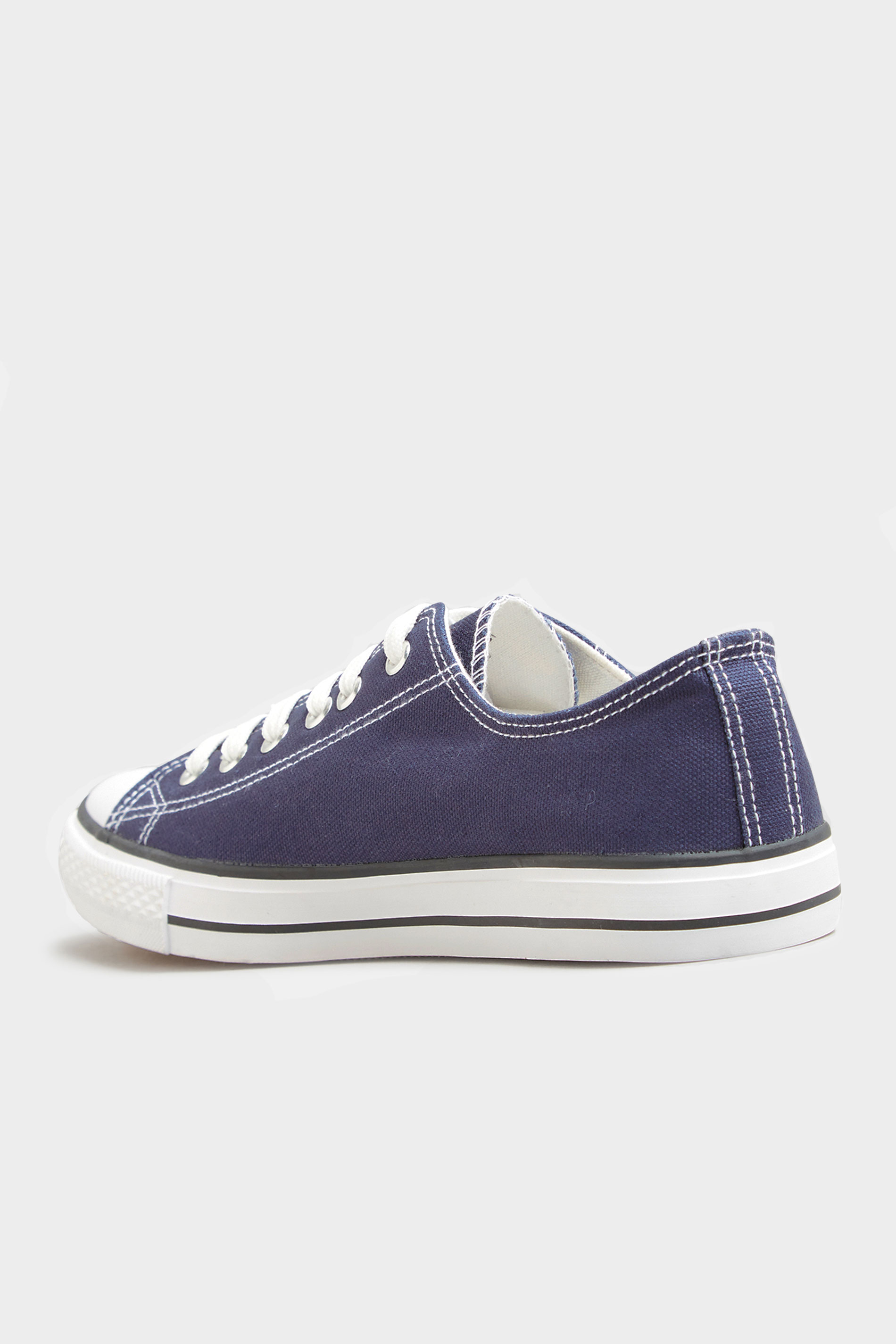 Yours Clothing Navy Blue Low Canvas Trainer In Wide E Fit Womens Shoes Trainers Low-top trainers 