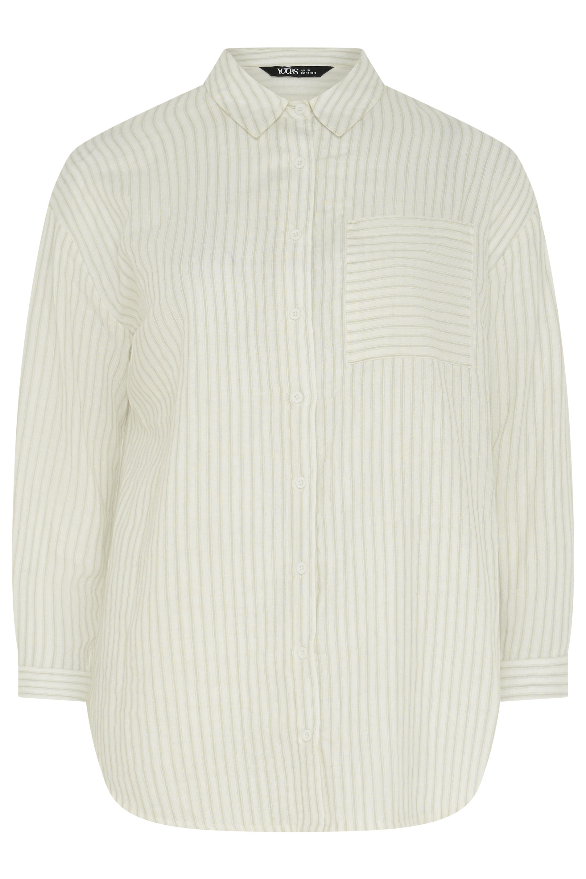 YOURS Plus Size Ivory White Stripe Button Shirt | Yours Clothing 6