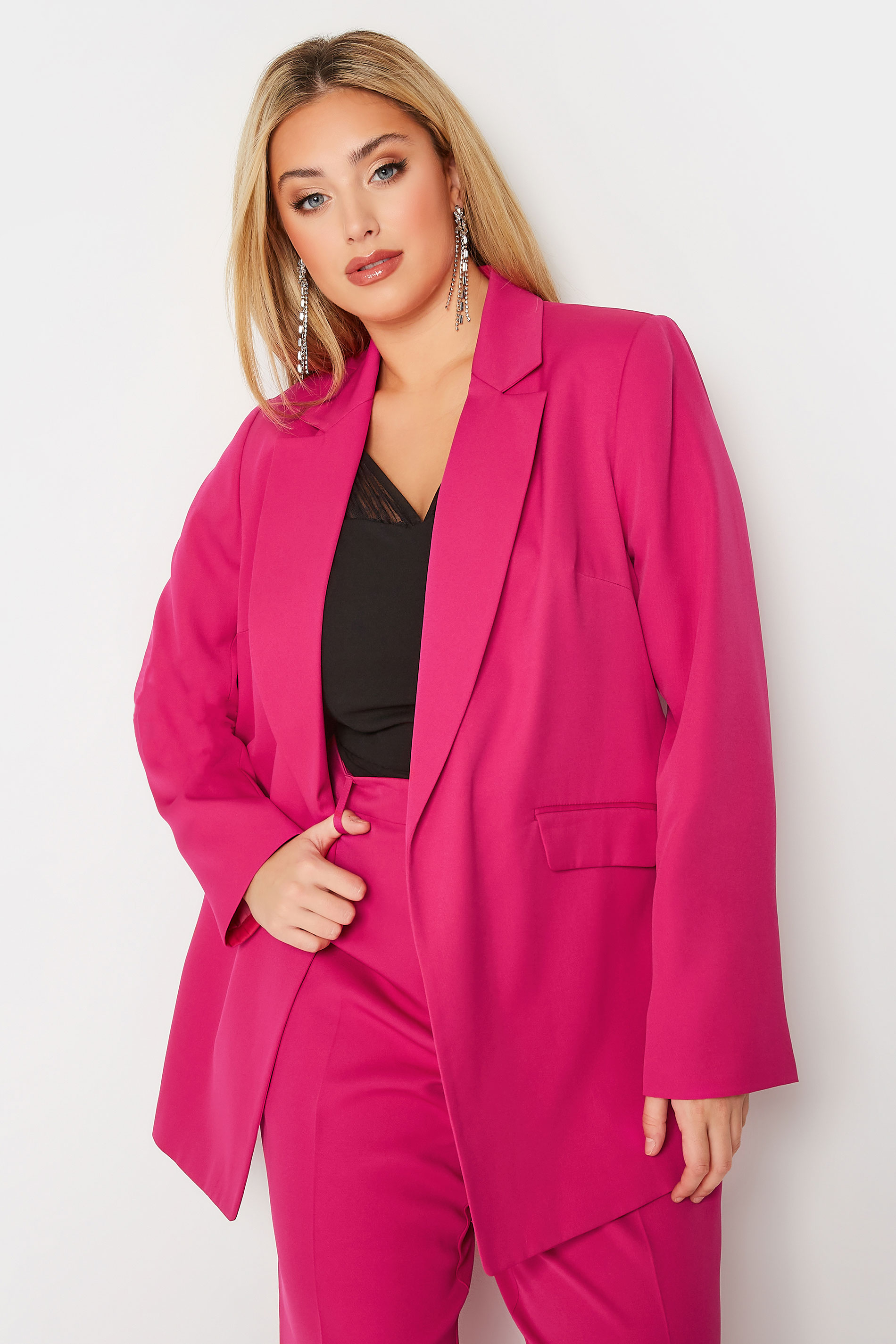 Plus Size Pink Tailored Blazer | Yours Clothing