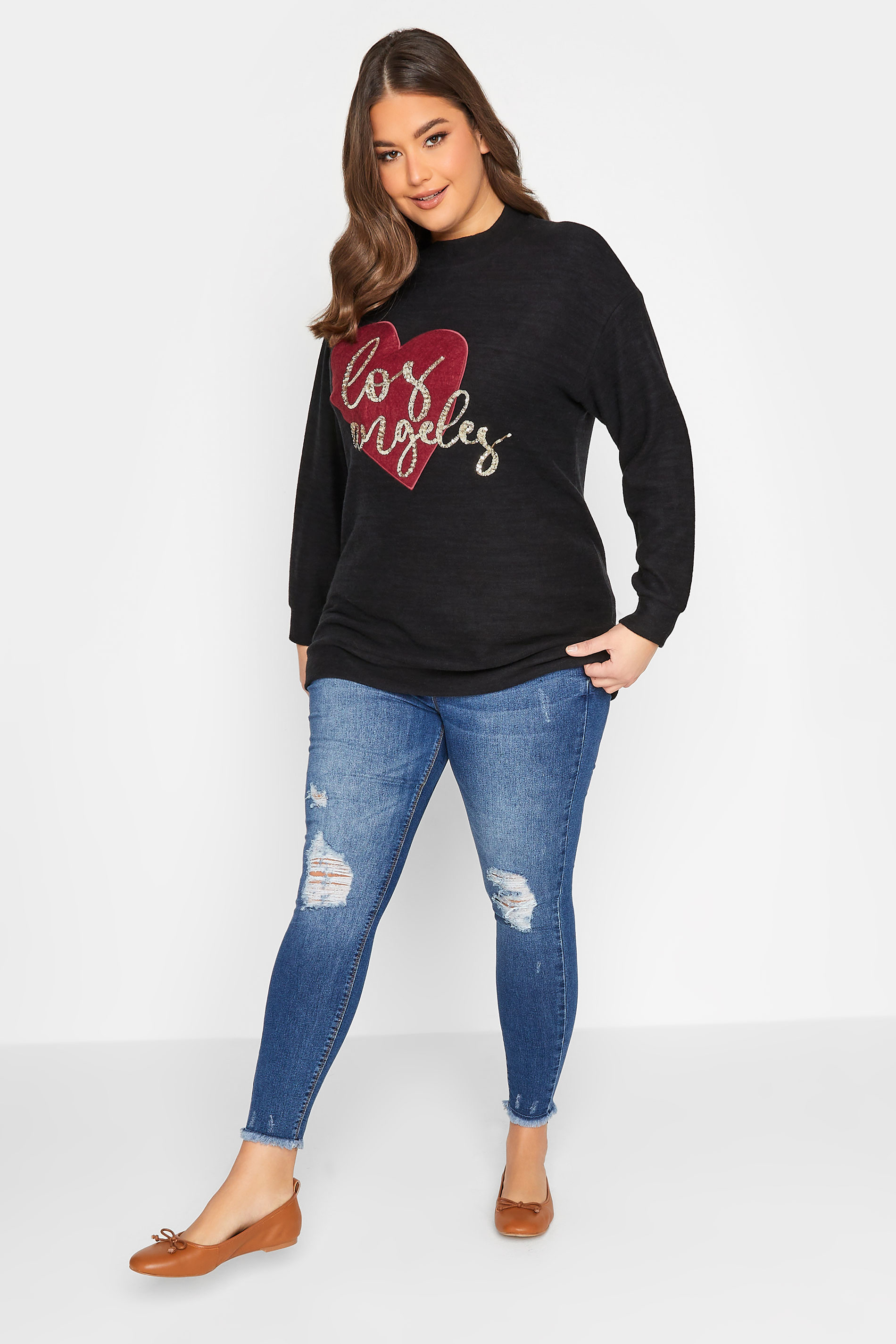 YOURS Curve Black Soft Touch 'Los Angeles' Sequin Jumper | Yours Clothing 2