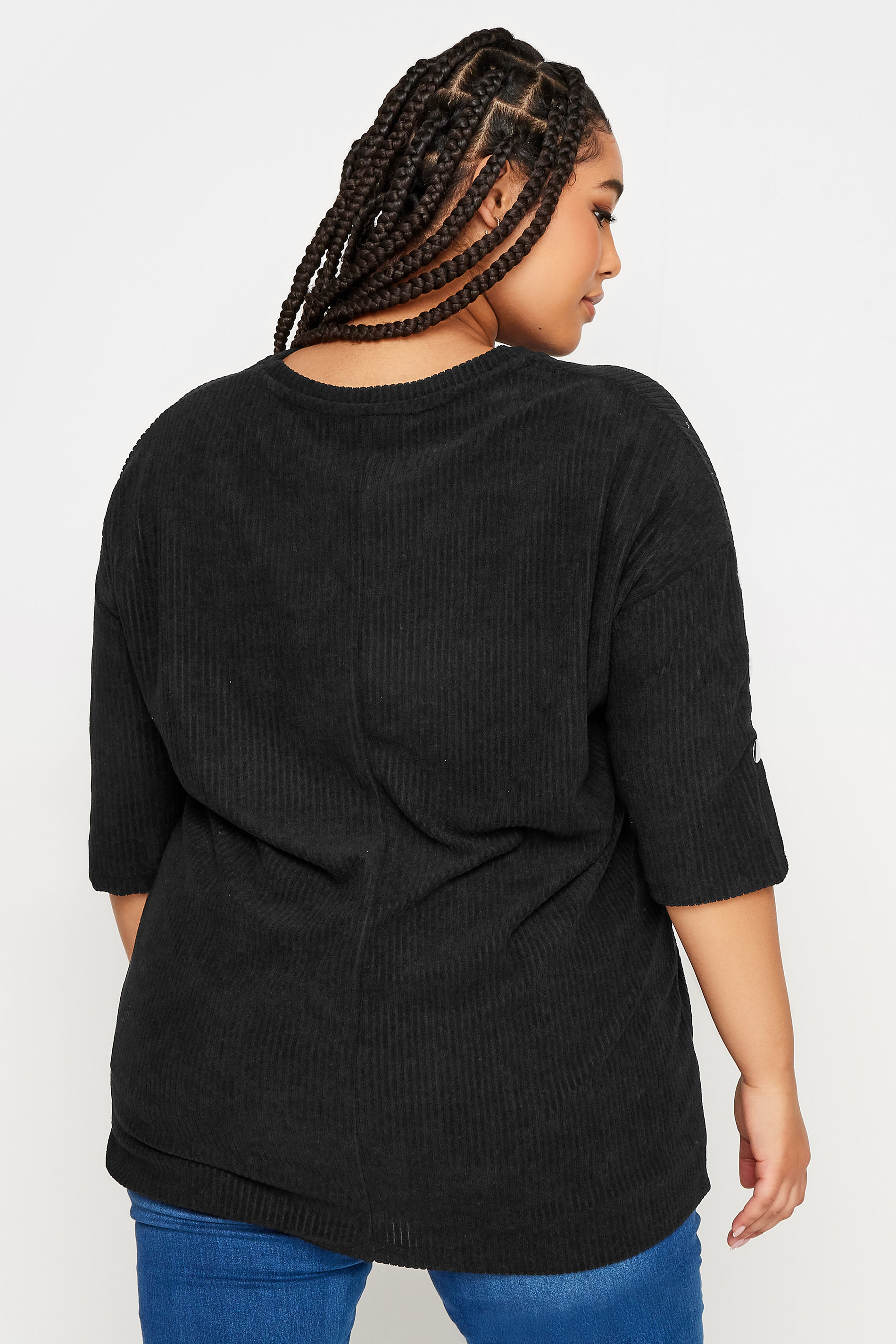 YOURS LUXURY Plus Size Curve Black Soft Touch Button Top | Yours Clothing 3