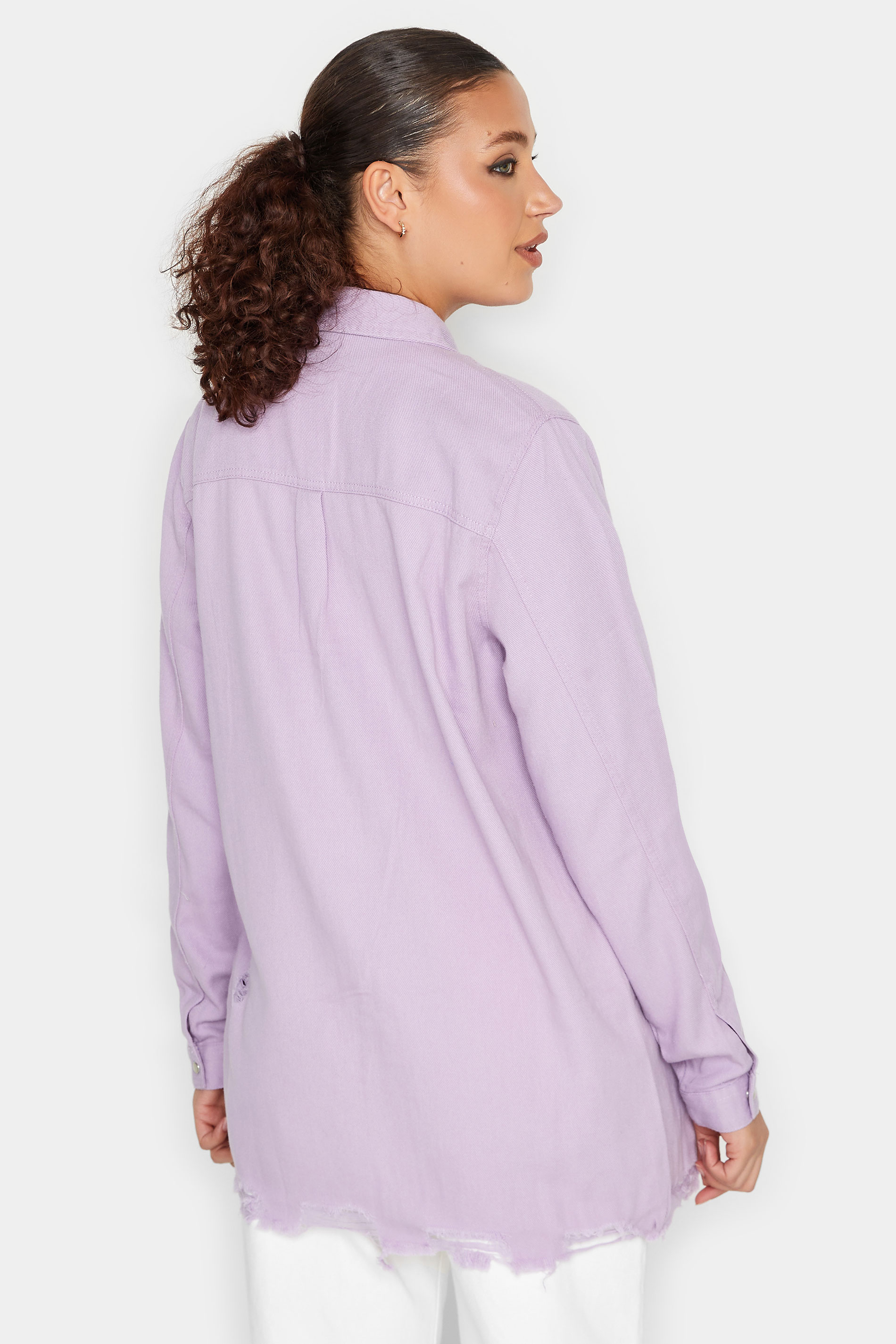 LTS Tall Women's Lilac Purple Distressed Twill Shirt | Long Tall Sally 3