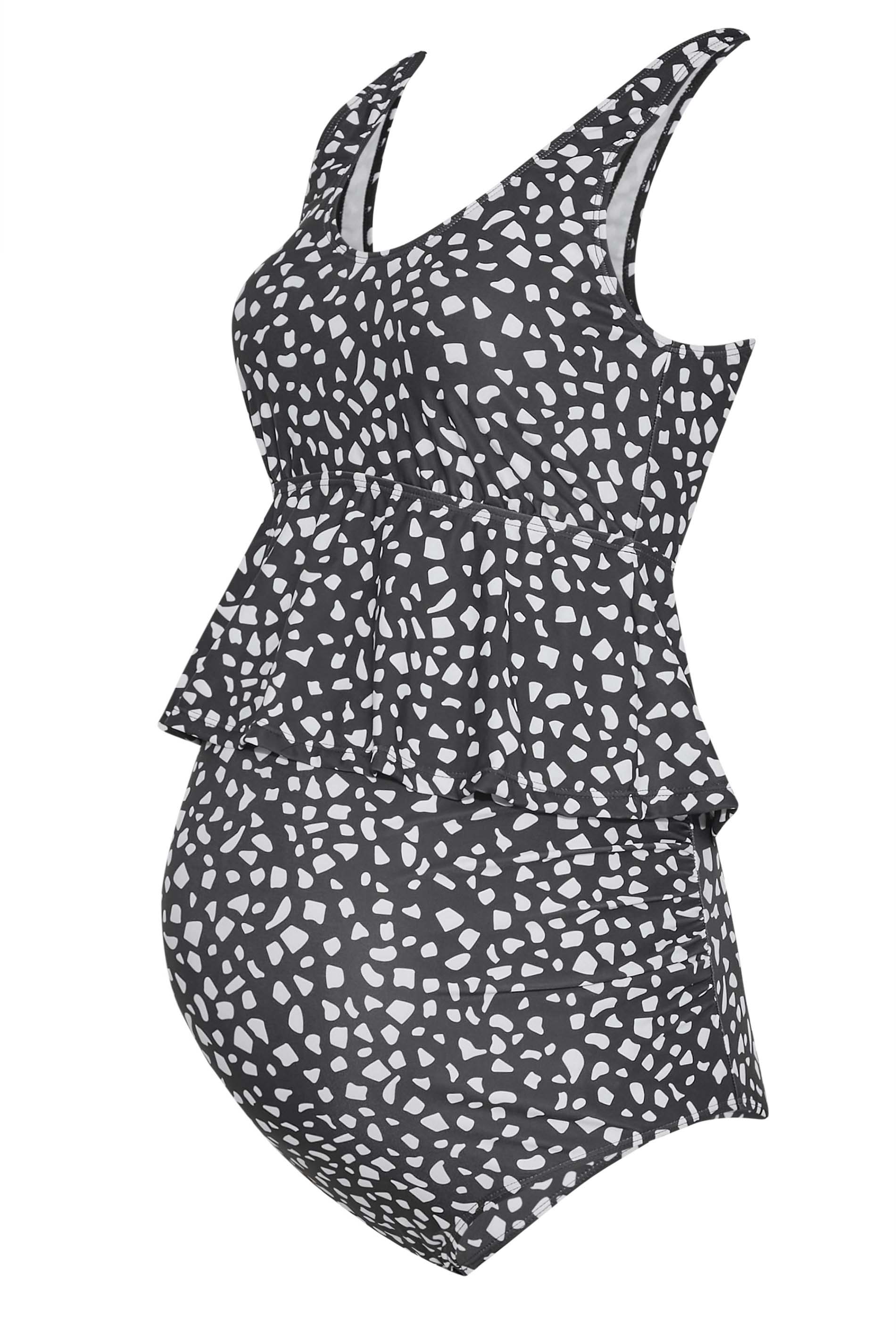LTS Tall Women's Maternity Black Dalmatian Print Tankini Set | Long ...