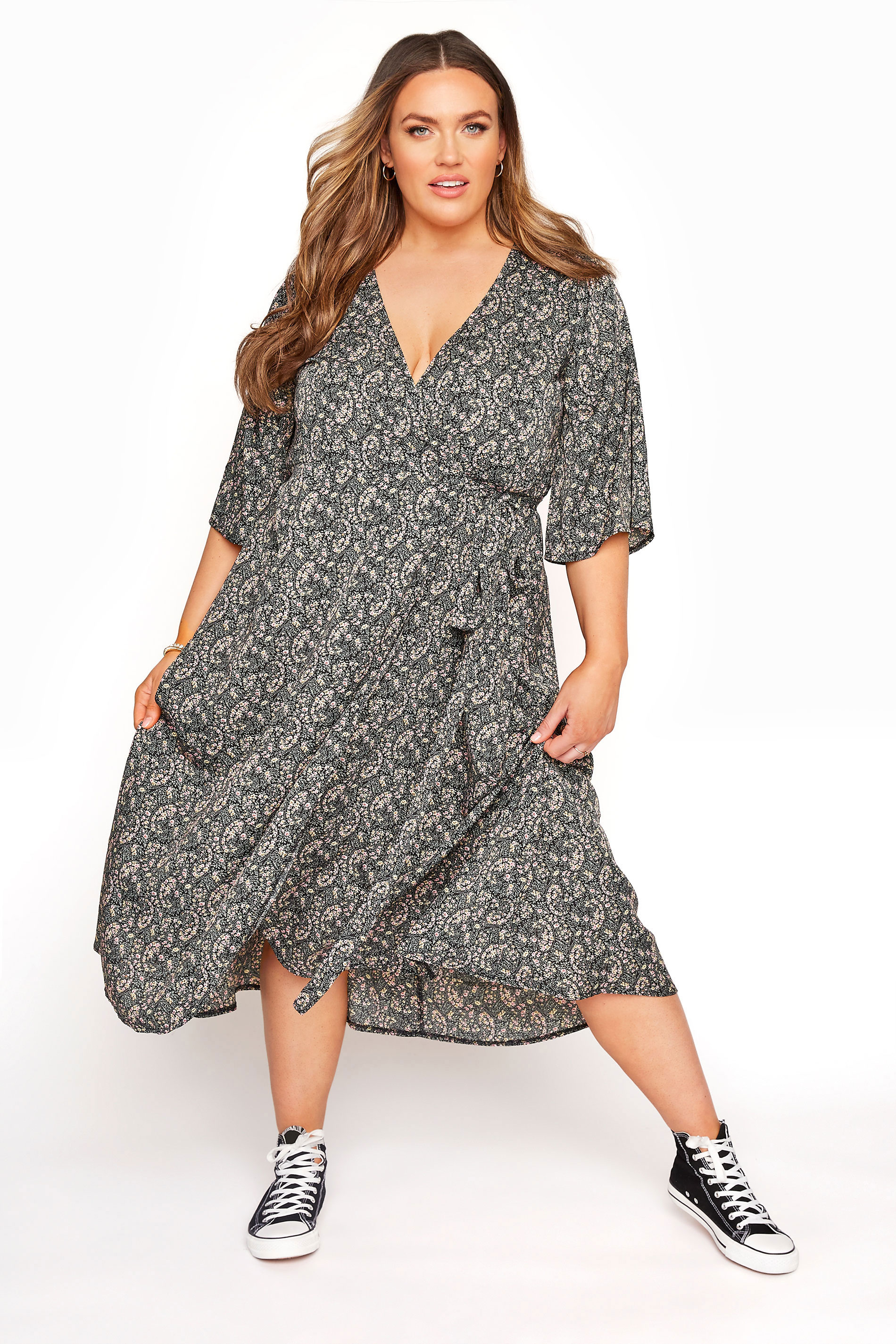 YOURS LONDON Multi Paisley Wrap Dress | Yours Clothing