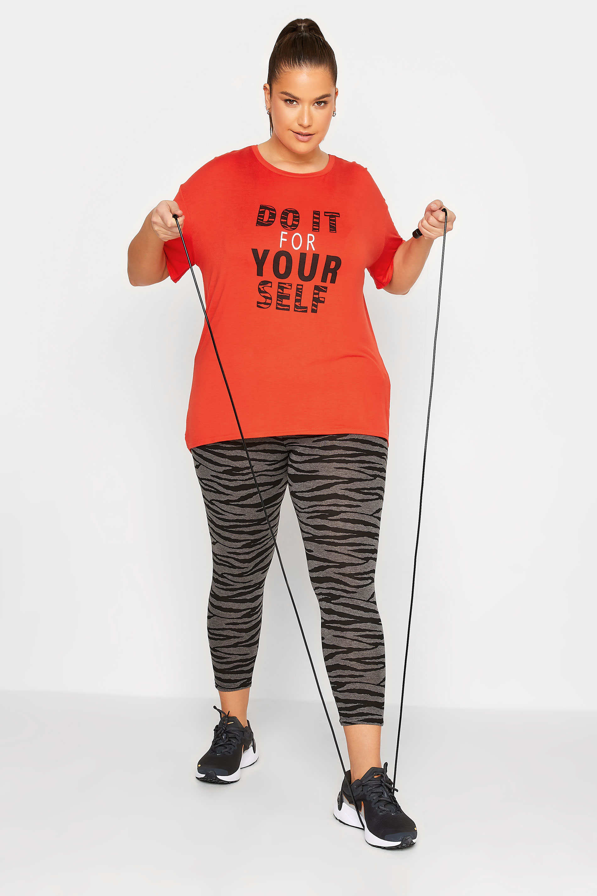 YOURS Plus Size ACTIVE Orange 'Do It For Yourself' Slogan Top | Yours Clothing 2