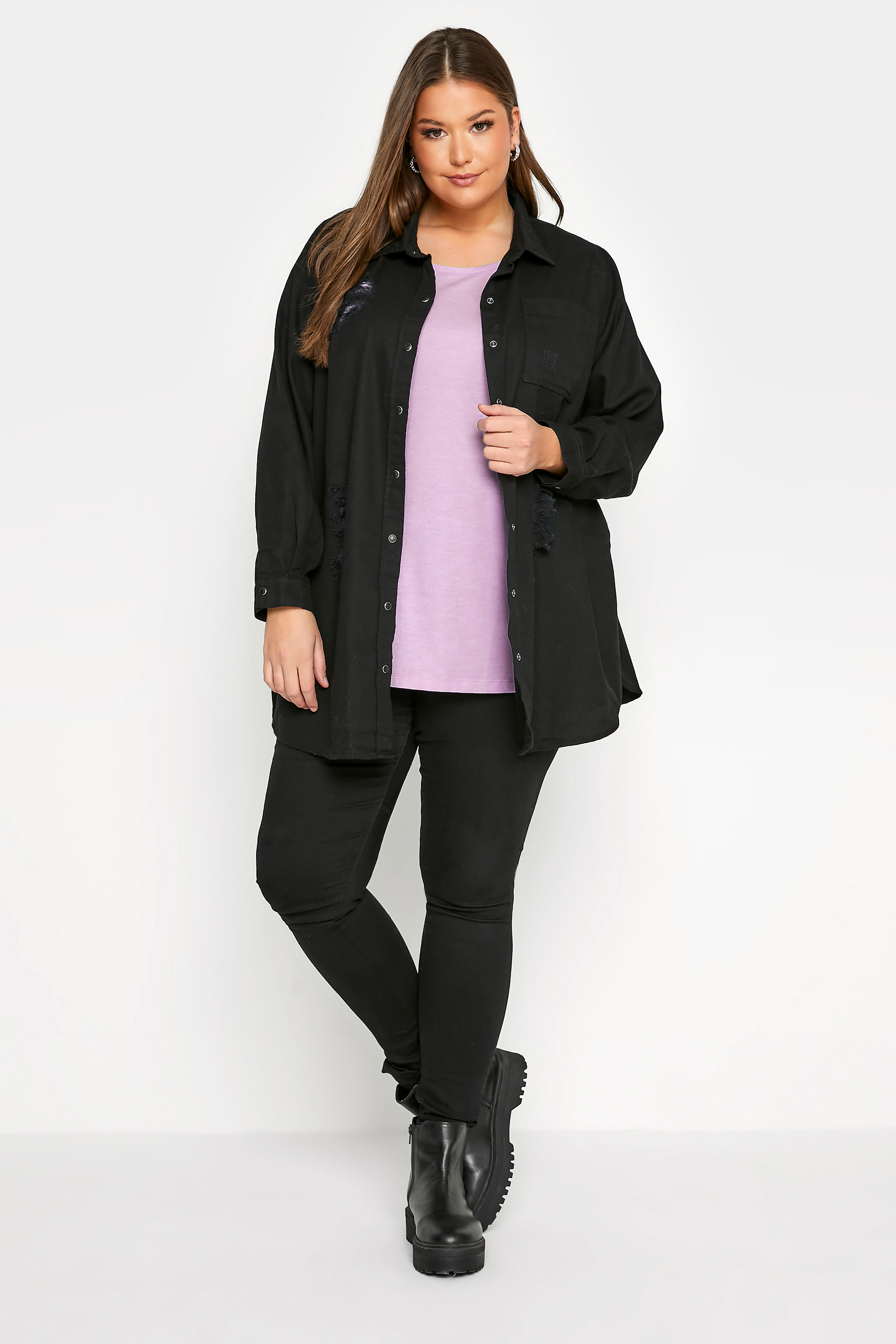 Grande taille  Tops Grande taille  Tops Jersey | T-Shirt Couleur Lavande Manches Courtes - TS10268