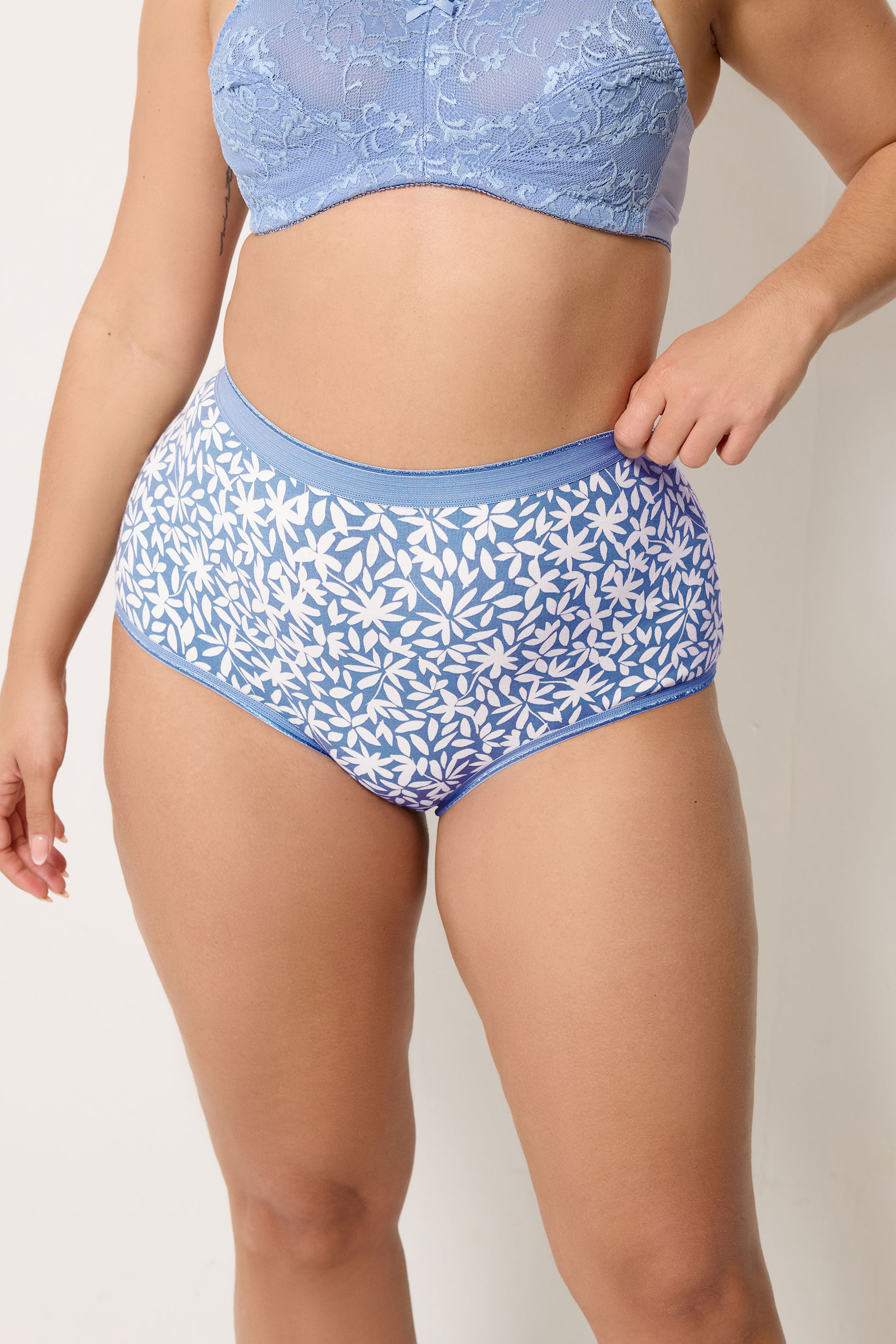 YOURSET 5 PACK Plus Size Blue Leaf Print Full Briefs | Yours Clothing 2