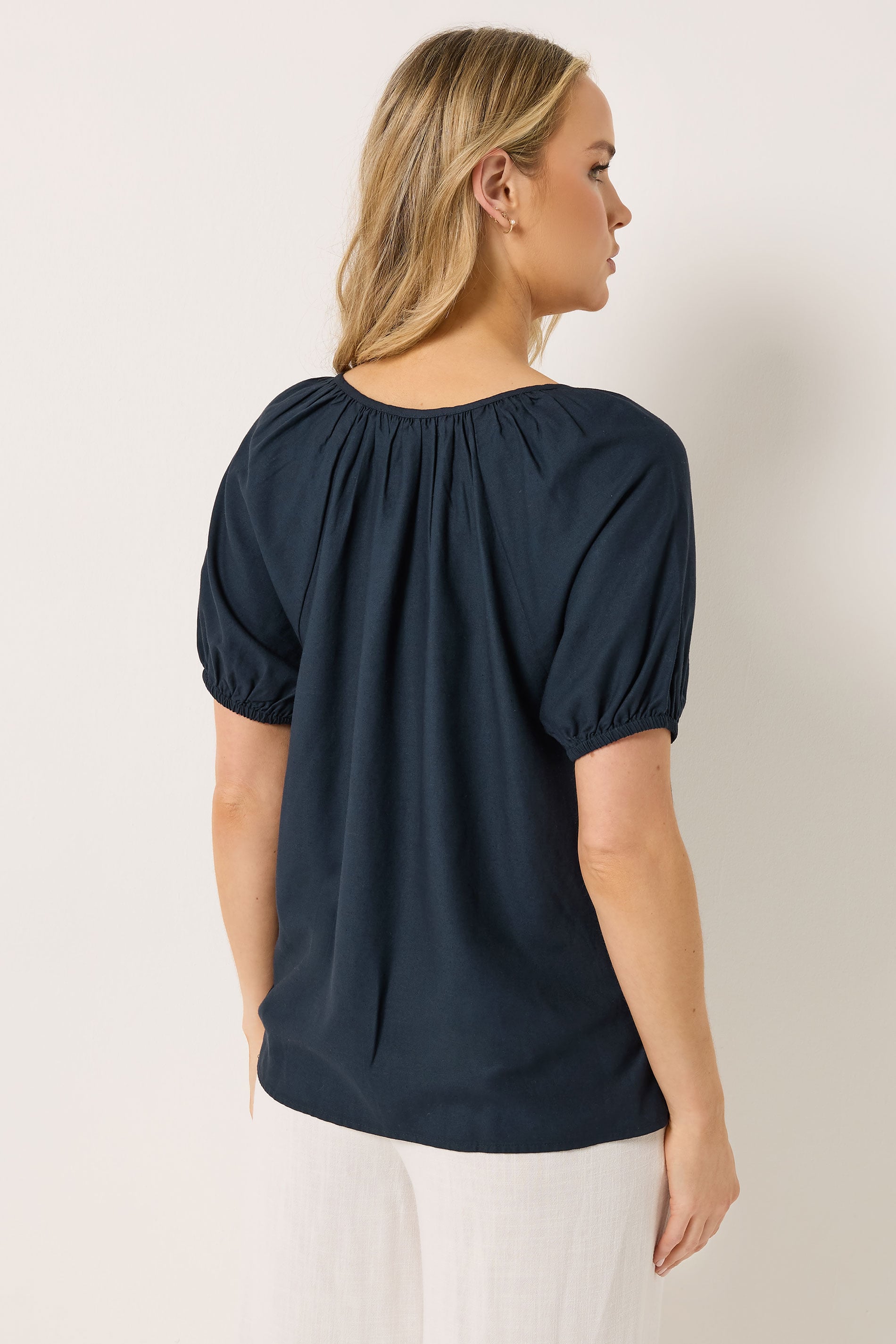 LTS Tall Women's Navy Blue Linen Blouse | Long Tall Sally 4
