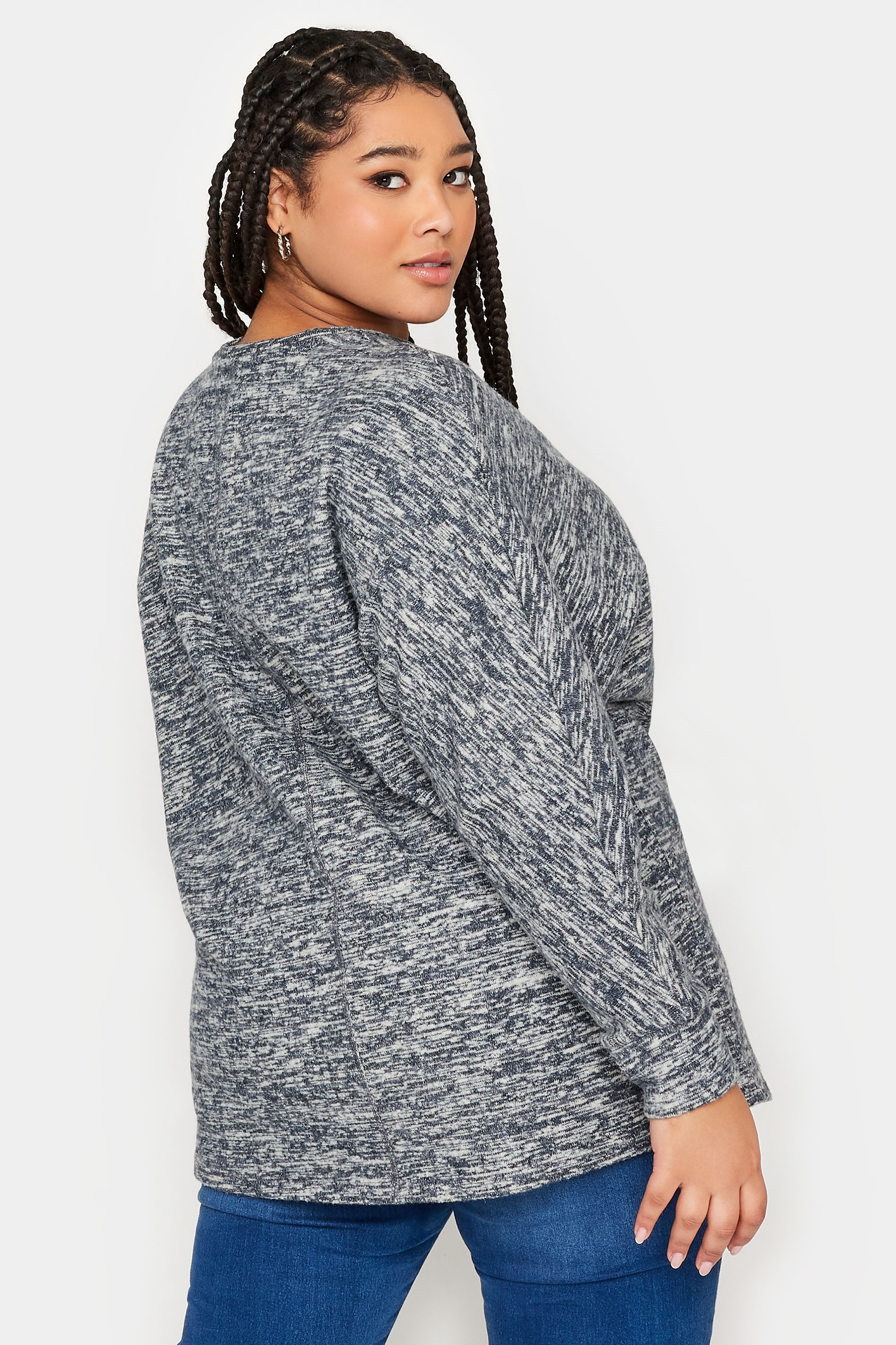 YOURS LUXURY Plus Size Grey Front Seam Detail Jumper | Yours Clothing 3