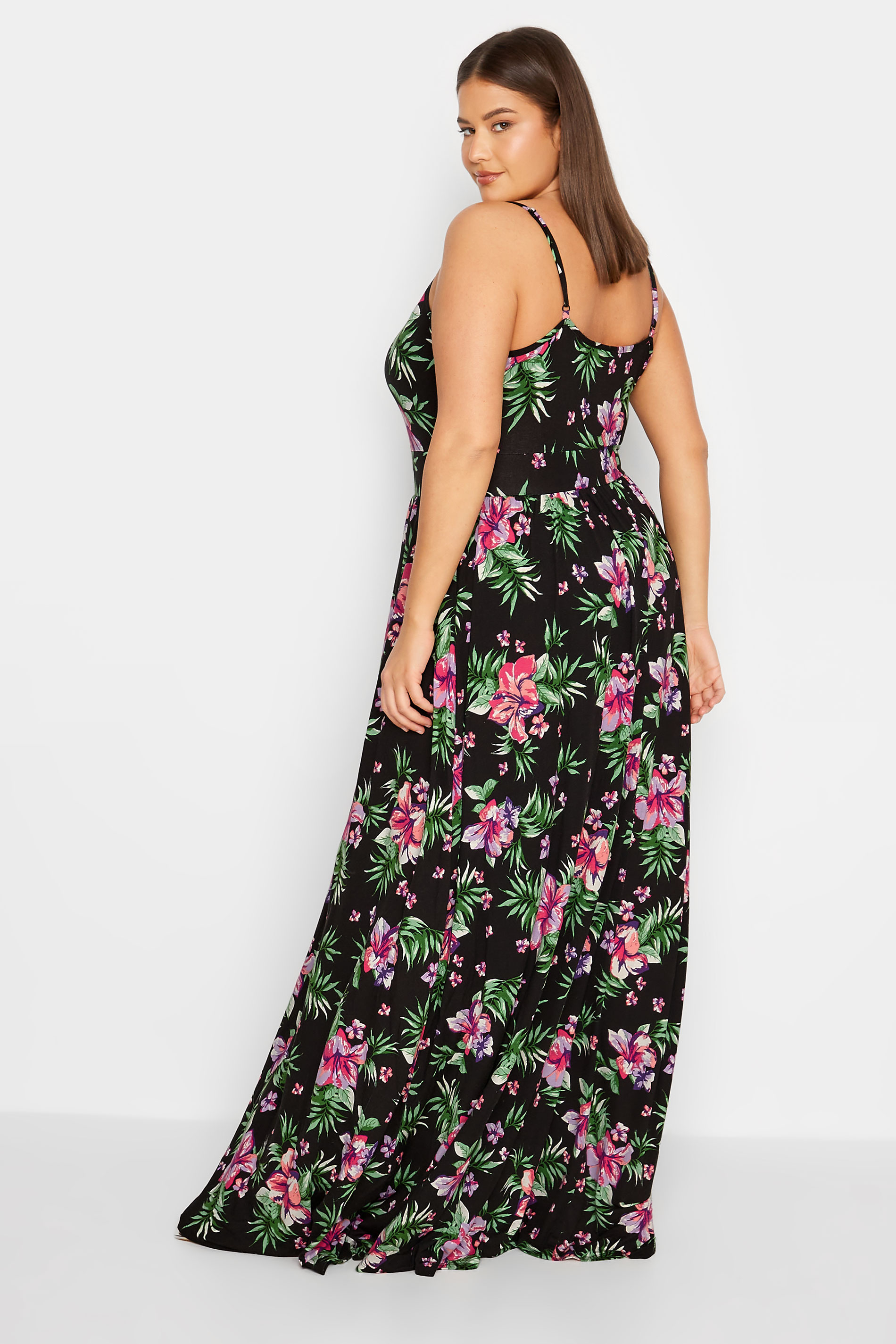 LTS Tall Women's Black Floral Print Strappy Maxi Dress | Long Tall Sally 3