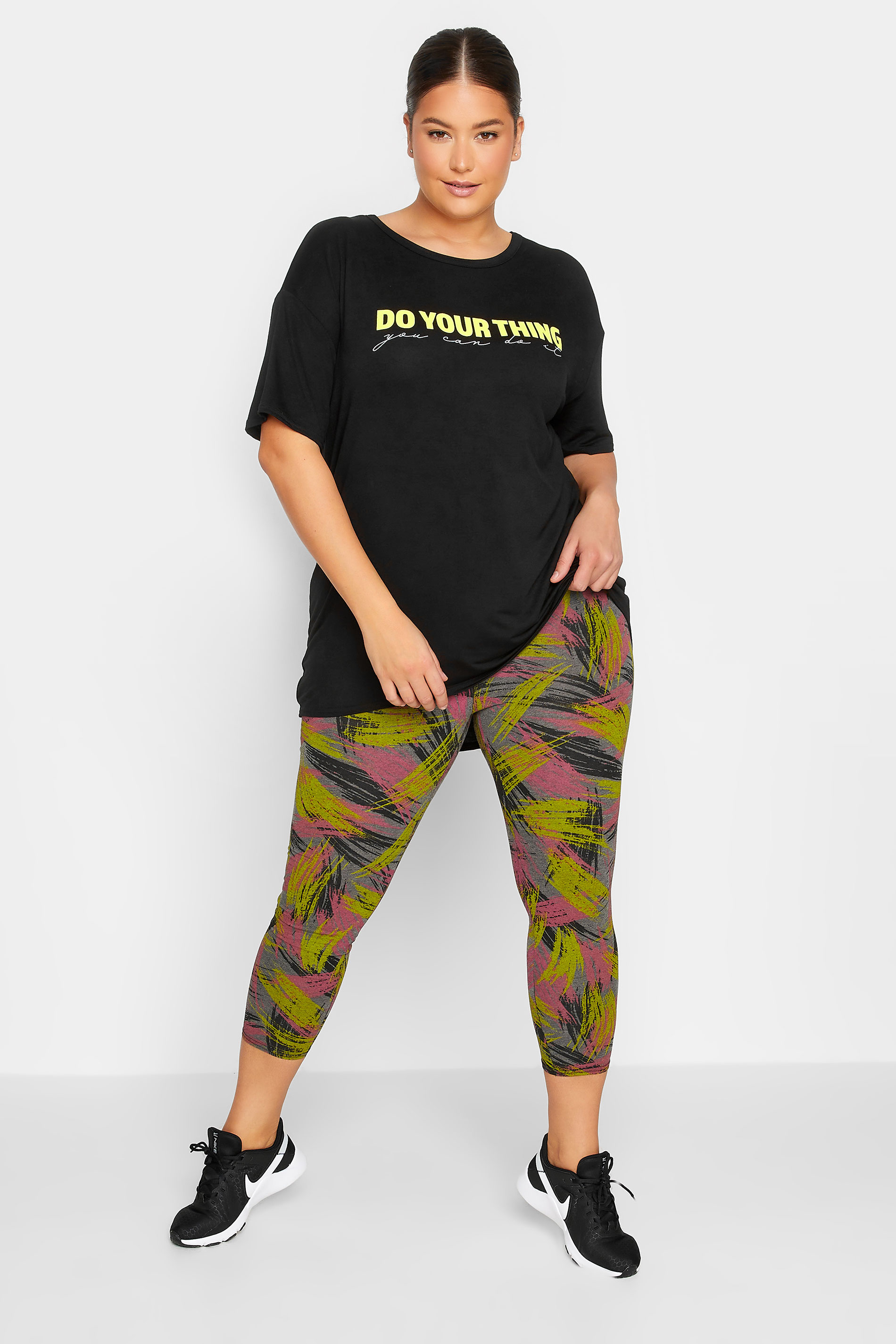 YOURS ACTIVE Plus Size Black 'Do Your Thing' Slogan Top | Yours Clothing 2