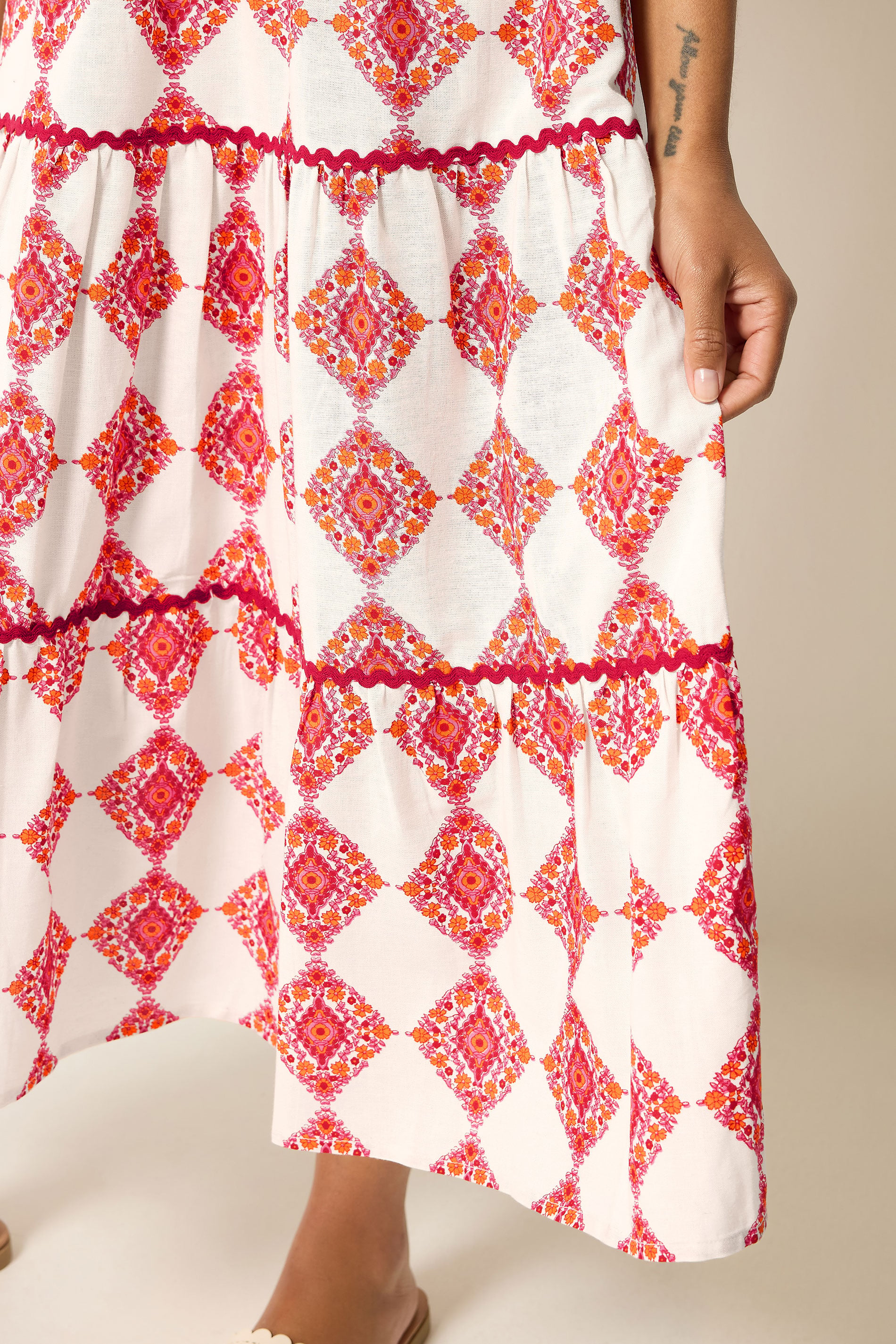 M&Co Ivory White Abstract Tile Print Maxi Dress | M&Co 4