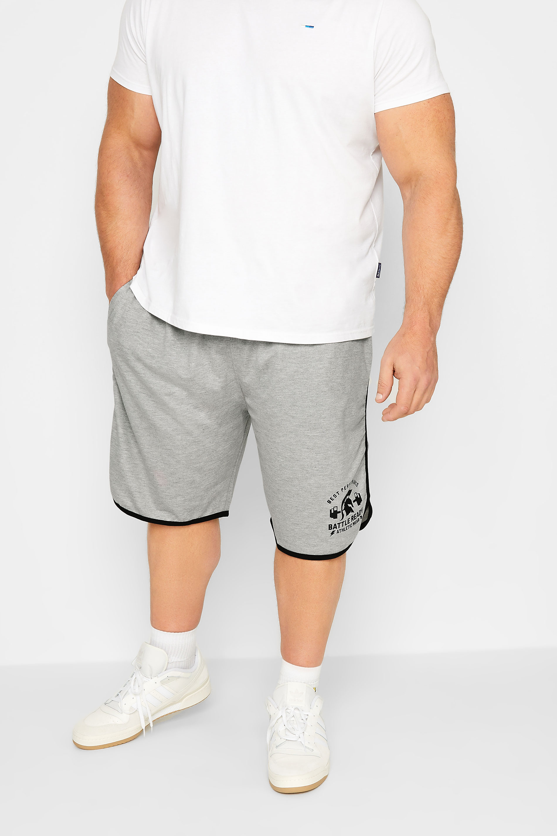 KAM Big & Tall Light Grey Gym Shorts | BadRhino  1