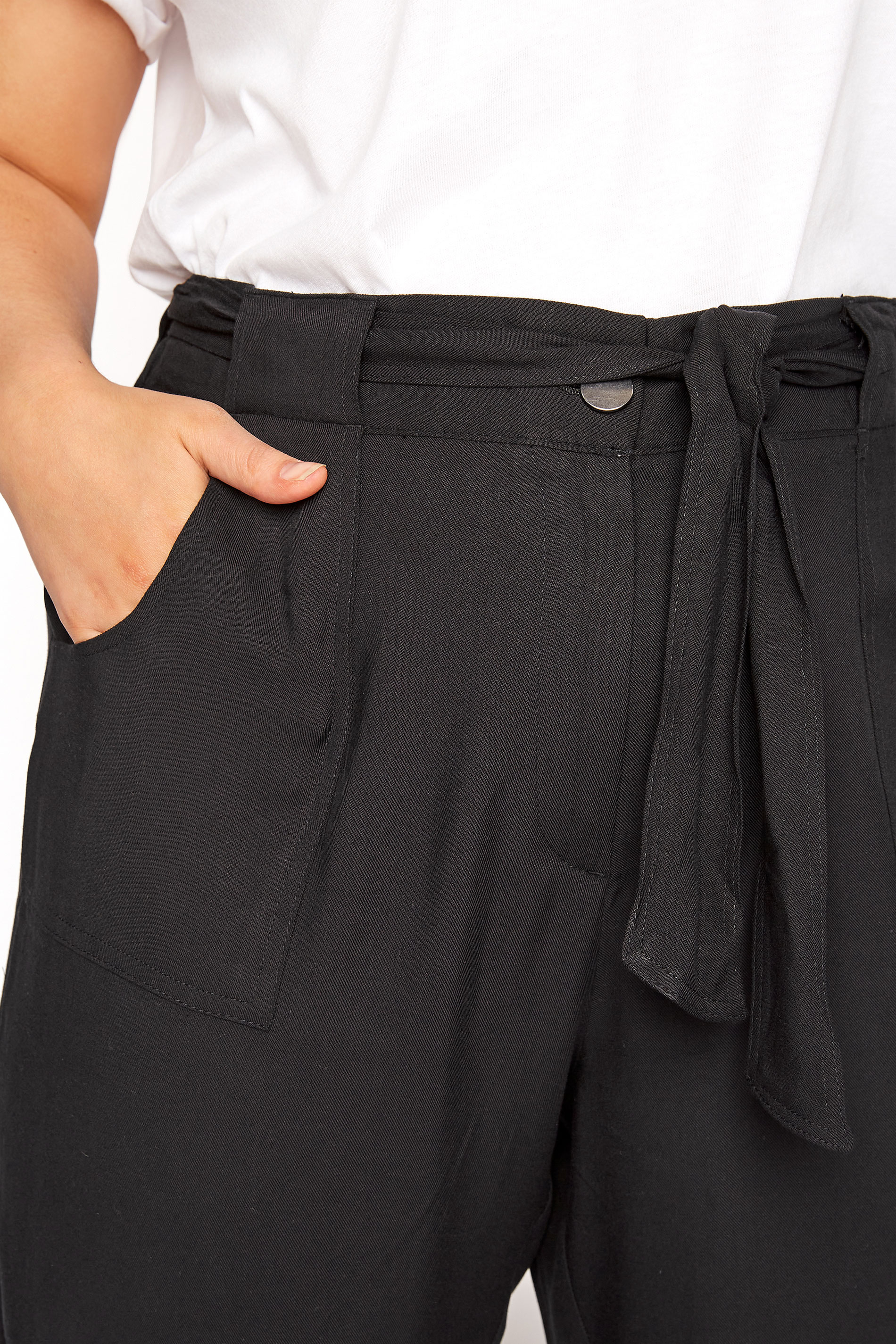Black Belted Shorts | Yours Clothing 3