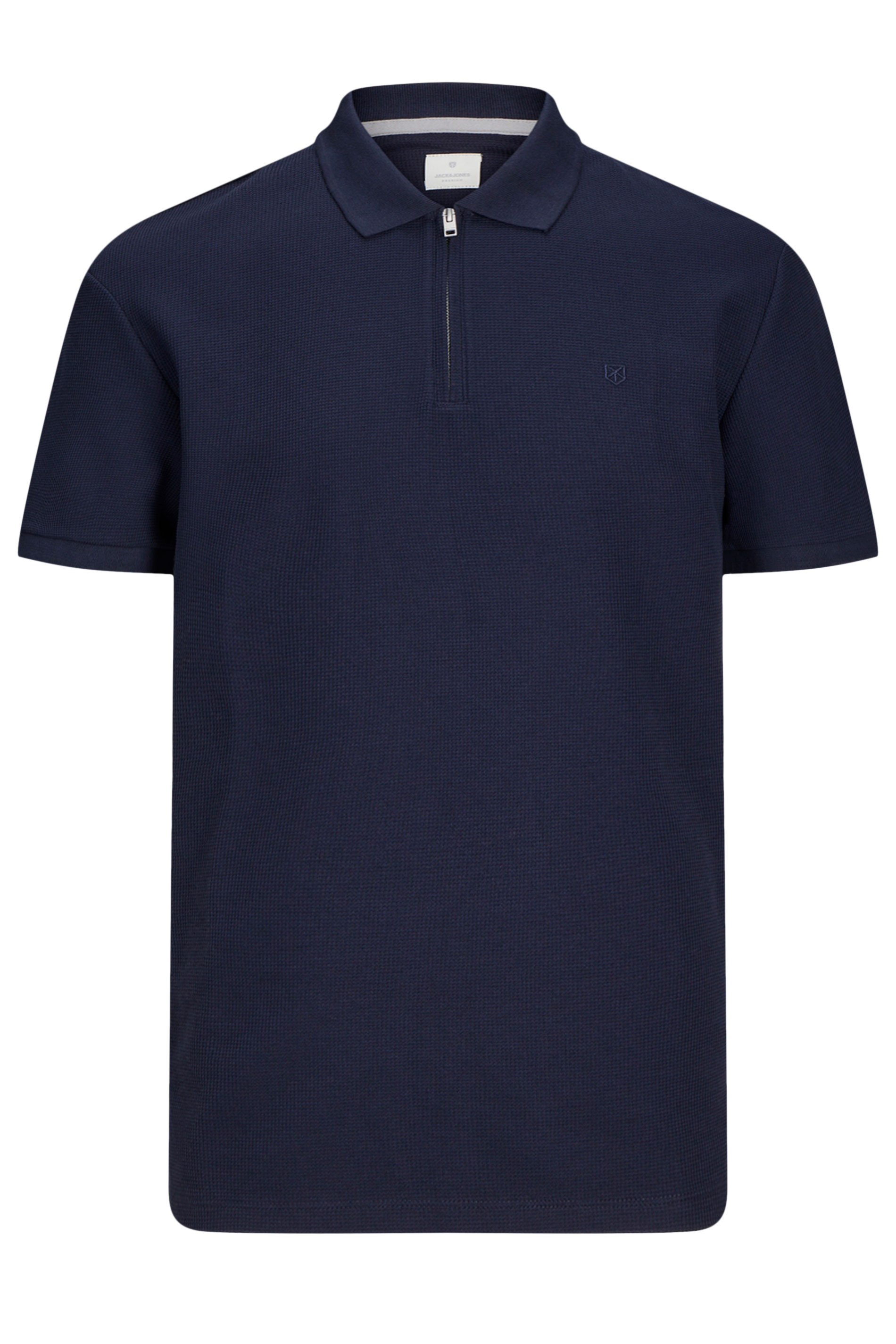 JACK & JONES Big & Tall Blue Half Zip Short Sleeve Polo Shirt | BadRhino 2