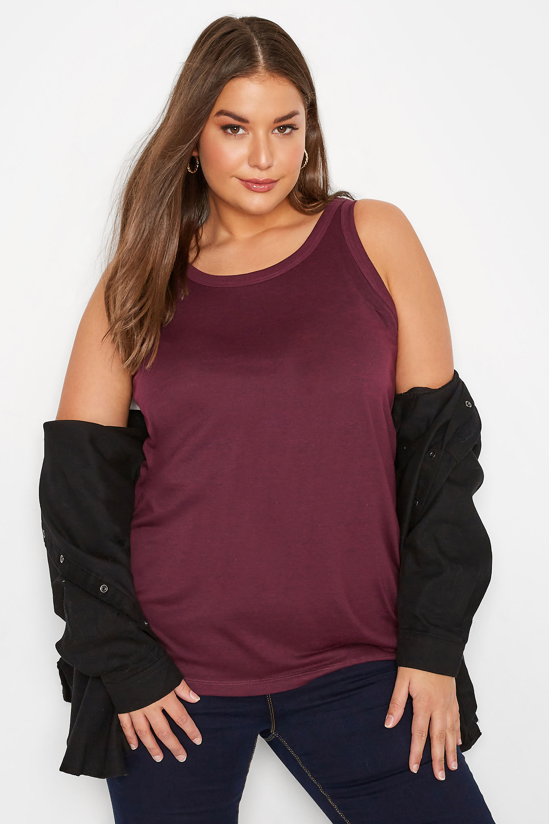 Plus Size Berry Red Marl Vest Top | Yours Clothing 1