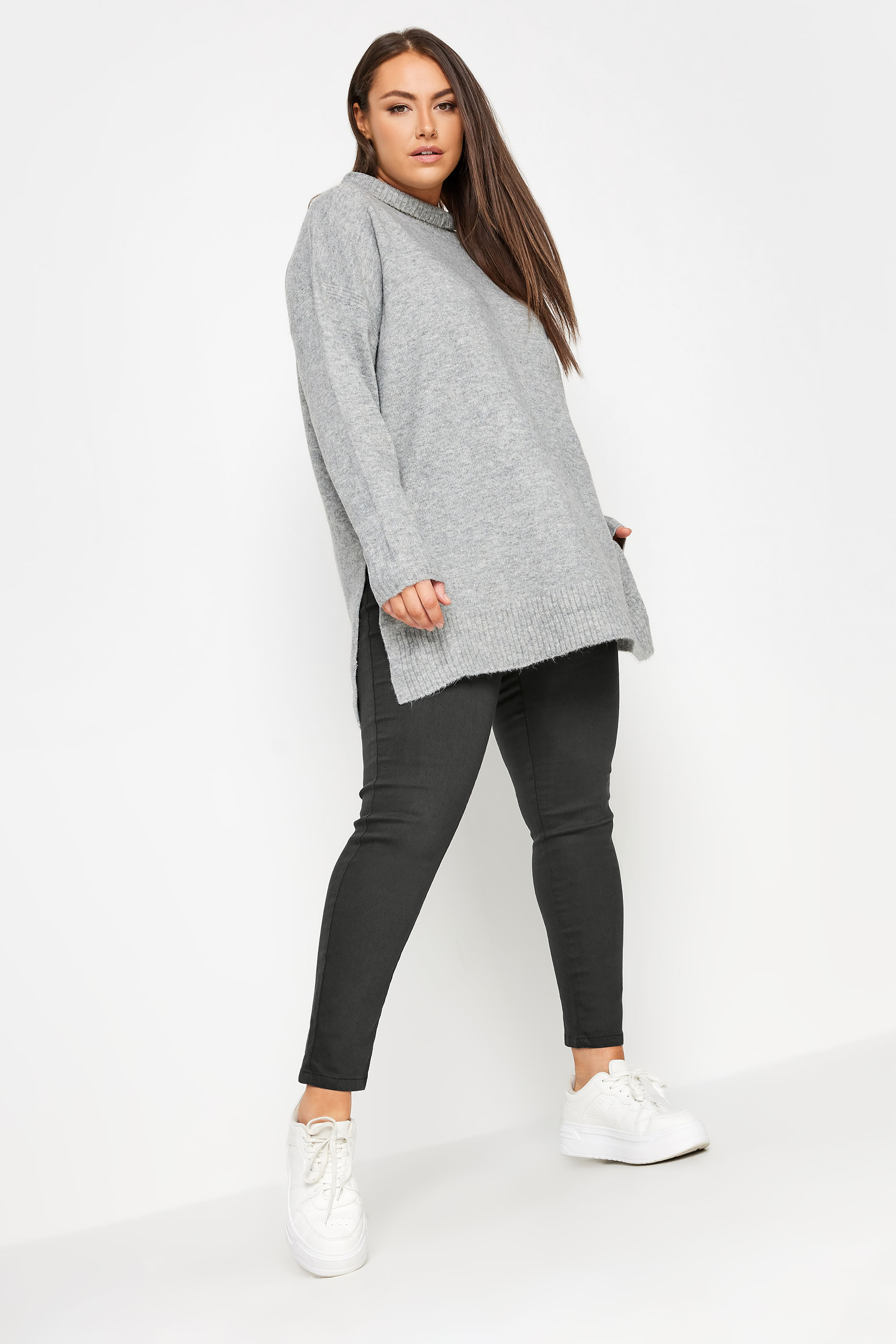 YOURS Plus Size Grey Stretch Pull On GRACE Jeggings | Yours Clothing 2