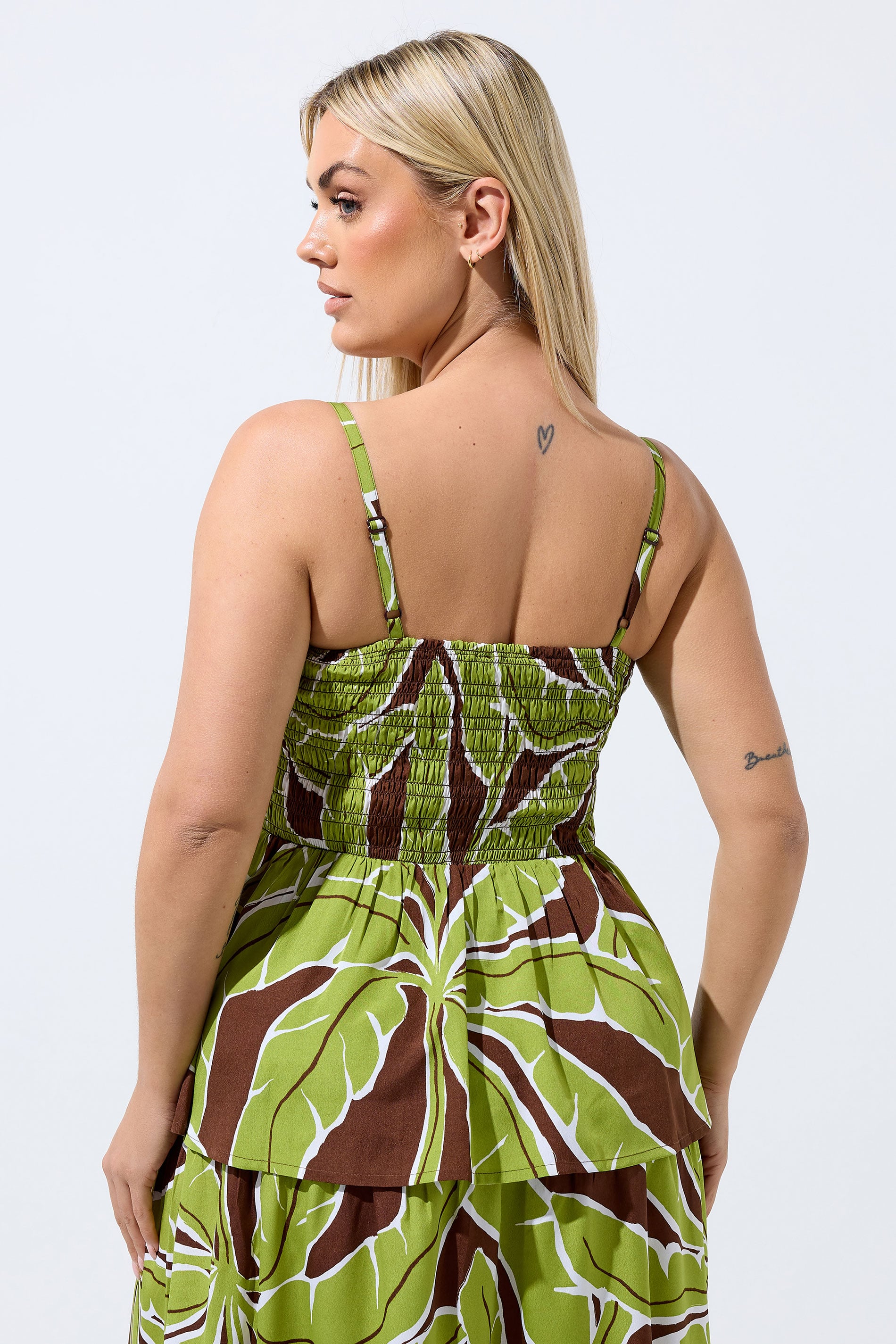 LIMITED COLLECTION Plus Size Green Palm Leaf Vest Top | Yours Clothing 4