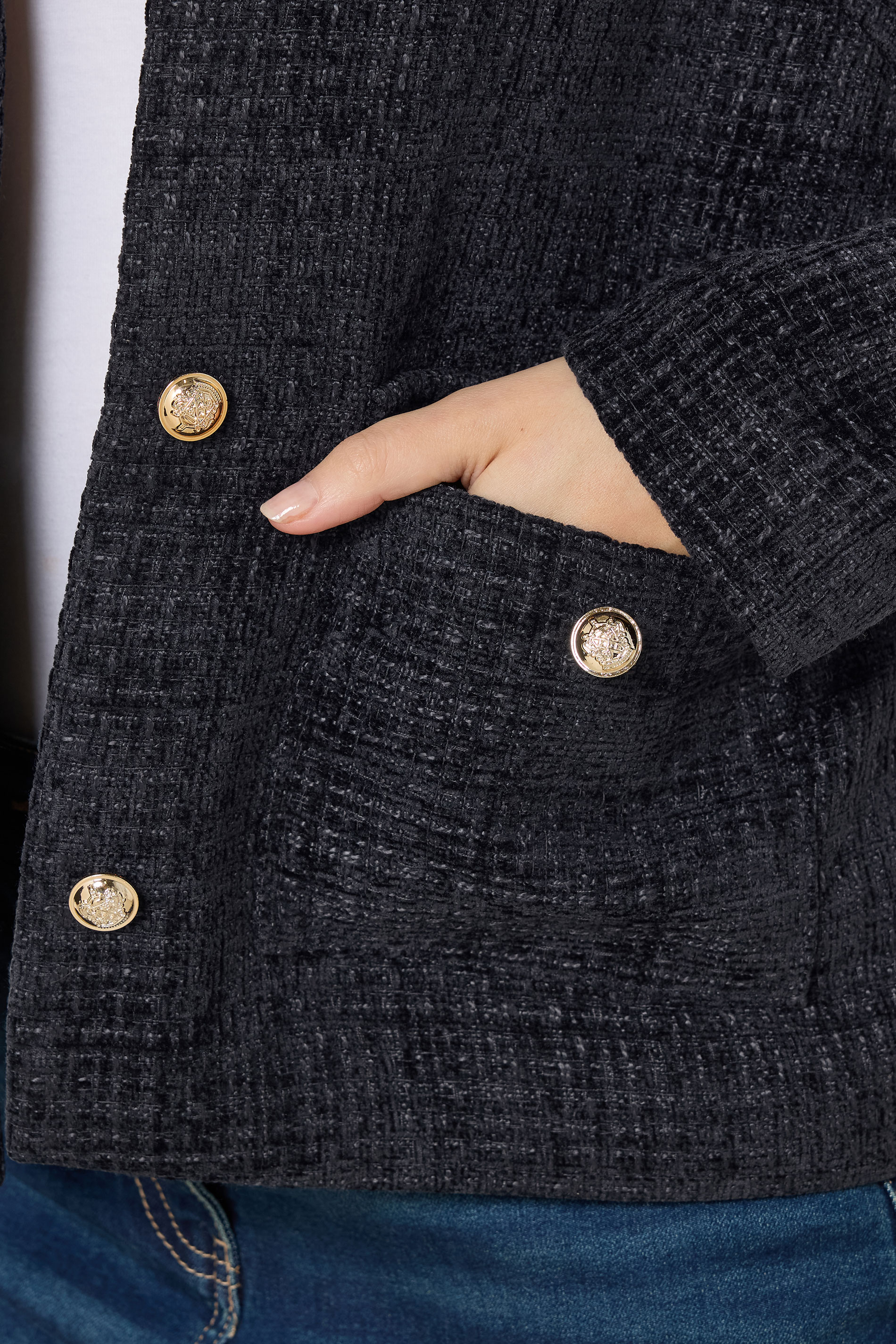 M&Co Navy Blue Boucle Button Up Jacket | M&Co 5