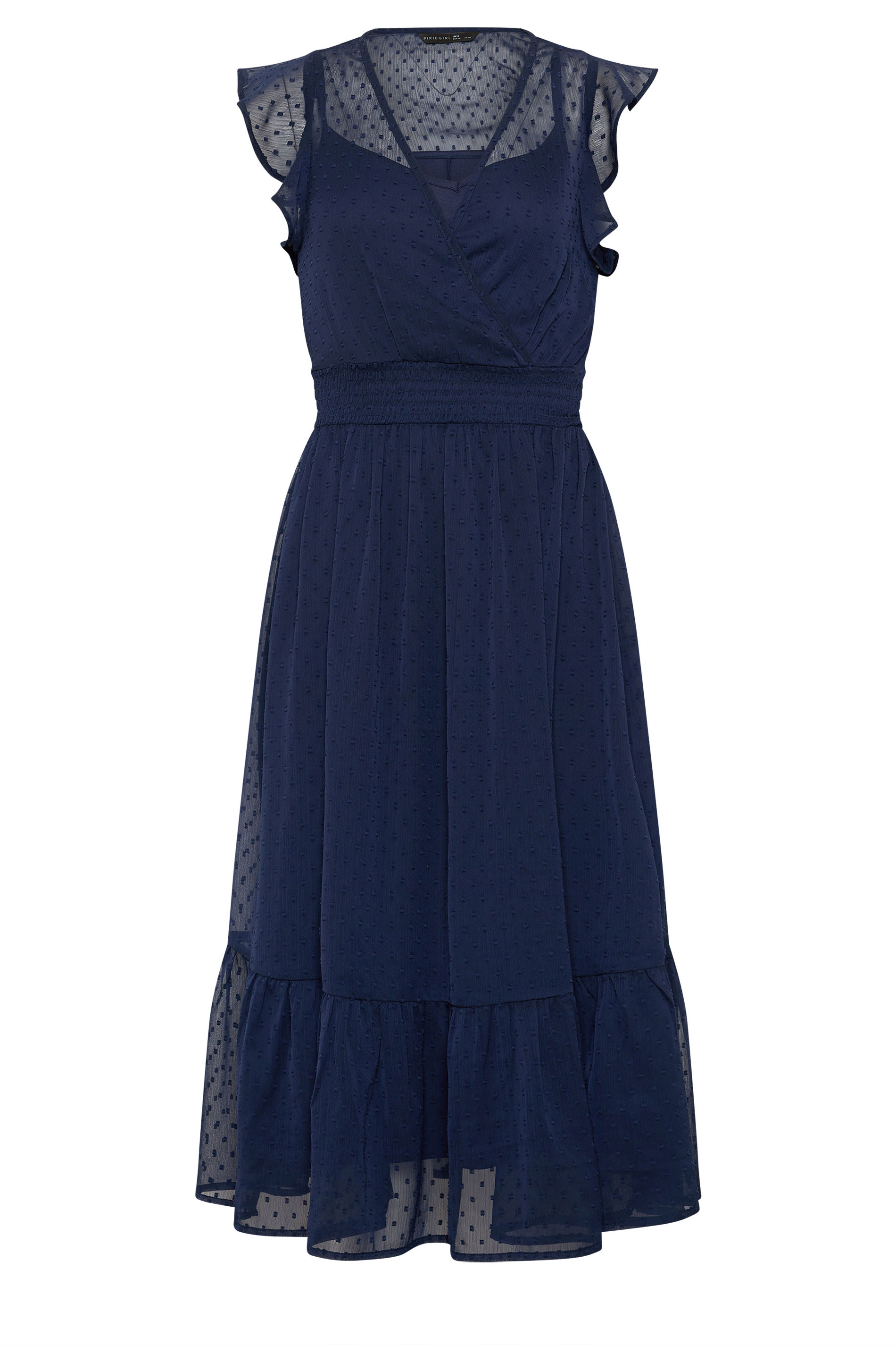 PixieGirl Petite Women's Navy Blue Dobby Maxi Dress | PixieGirl 6