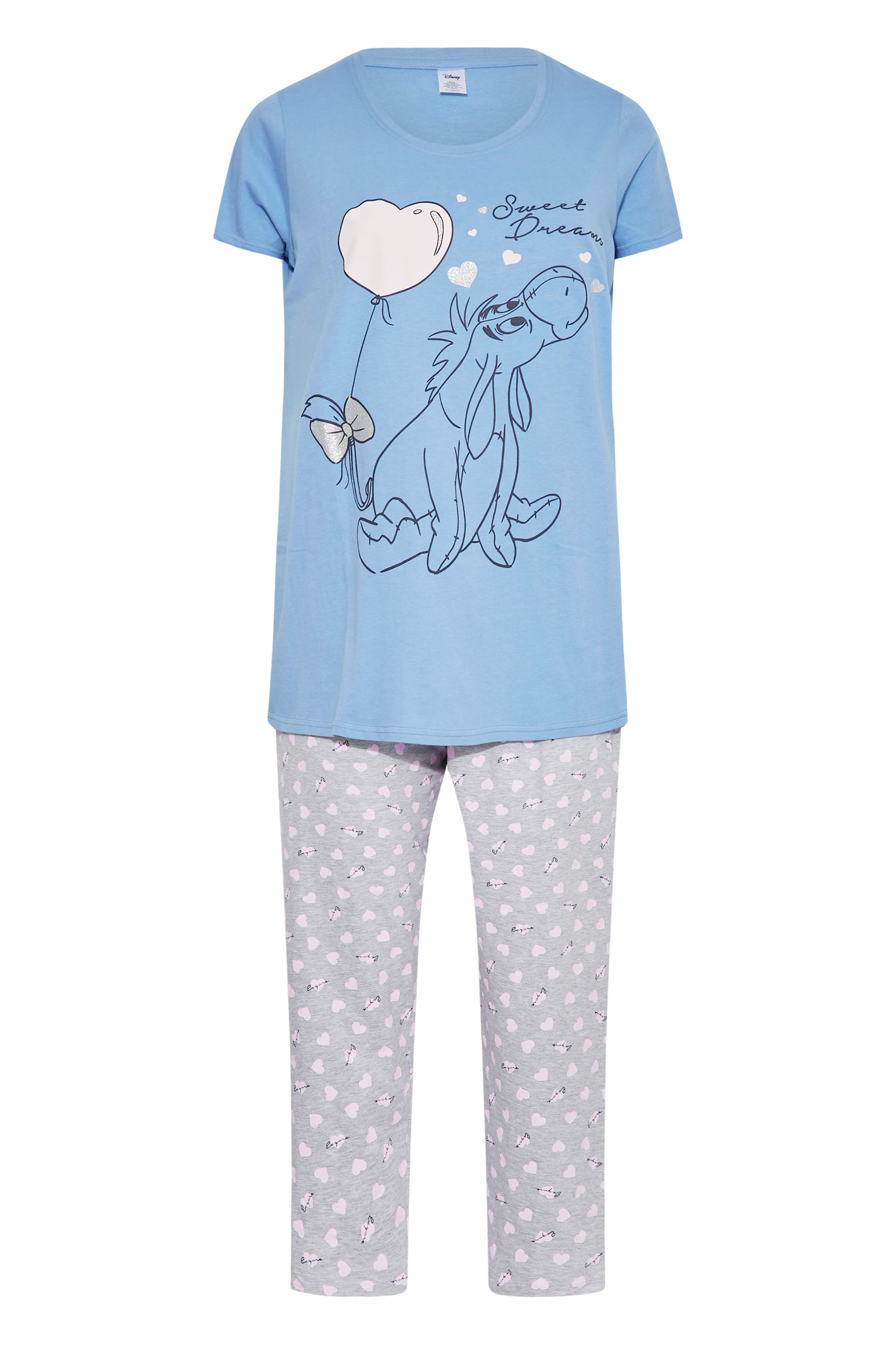 DISNEY Plus Size Grey Eeyore Print Wide Leg Pyjama Set, 44% OFF