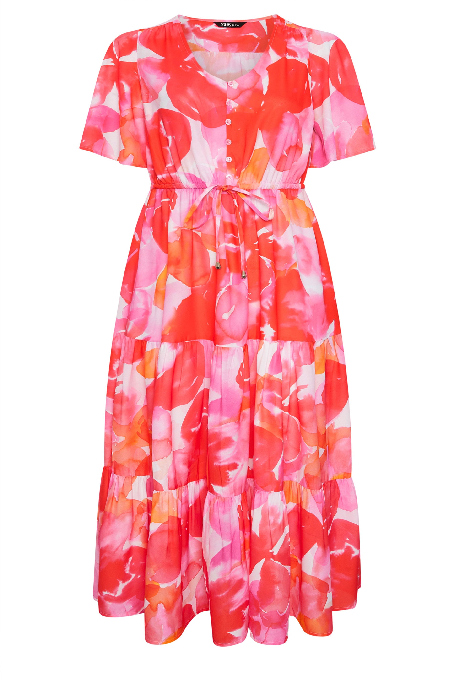 YOURS Plus Size Pink Tiered Floral Dress | Yours Clothing 6