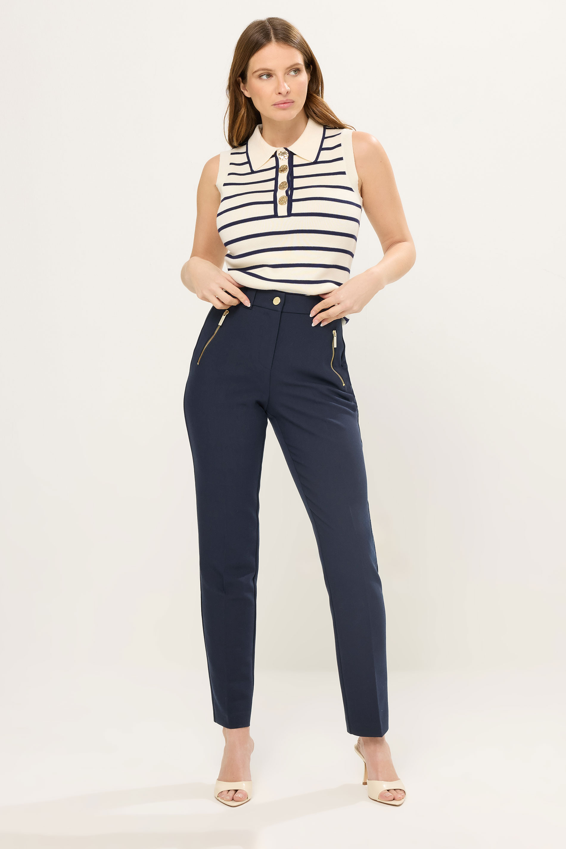 STAR Navy Blue Tailored Straight Leg Trousers | StarByJM 2