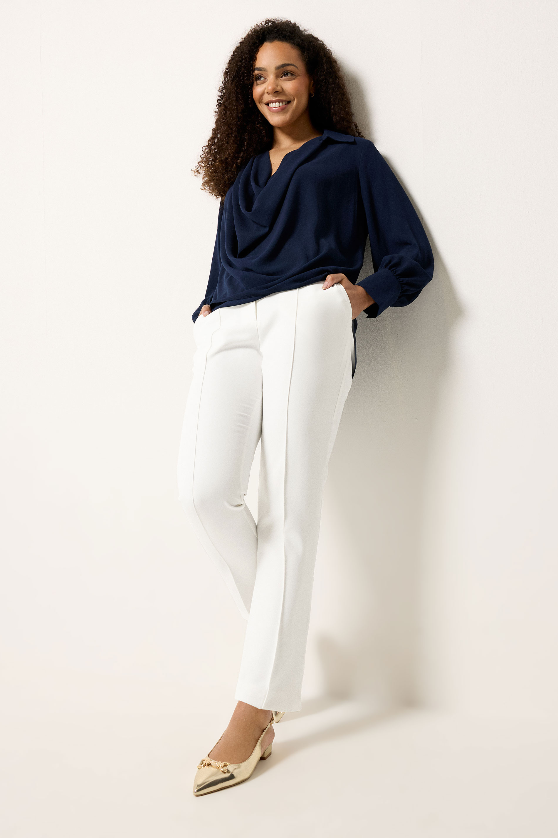 M&Co White Pintuck Tailored Trousers | M&Co 1