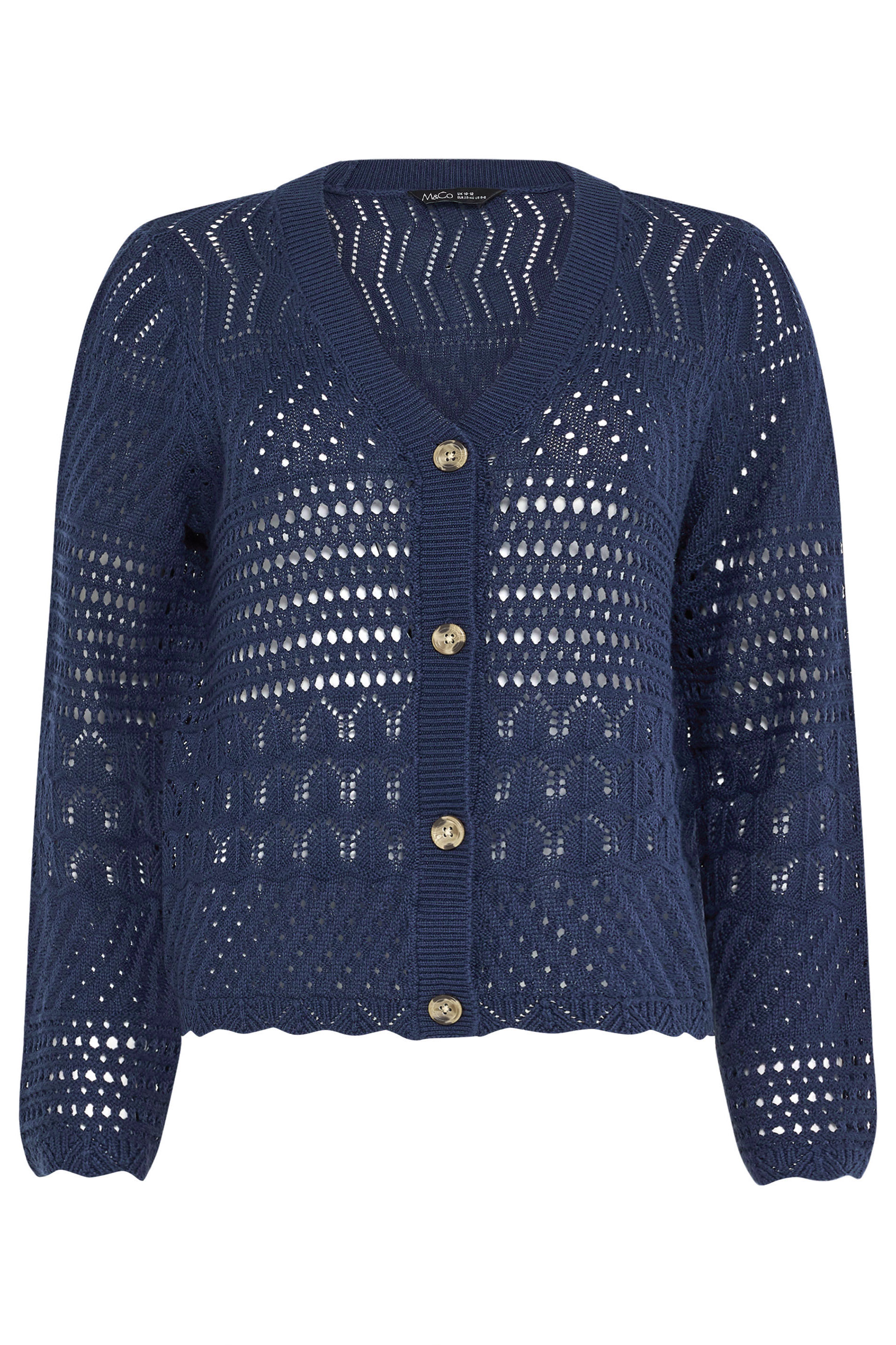 M&Co Navy Blue Crochet Button Through Cardigan | M&Co 5