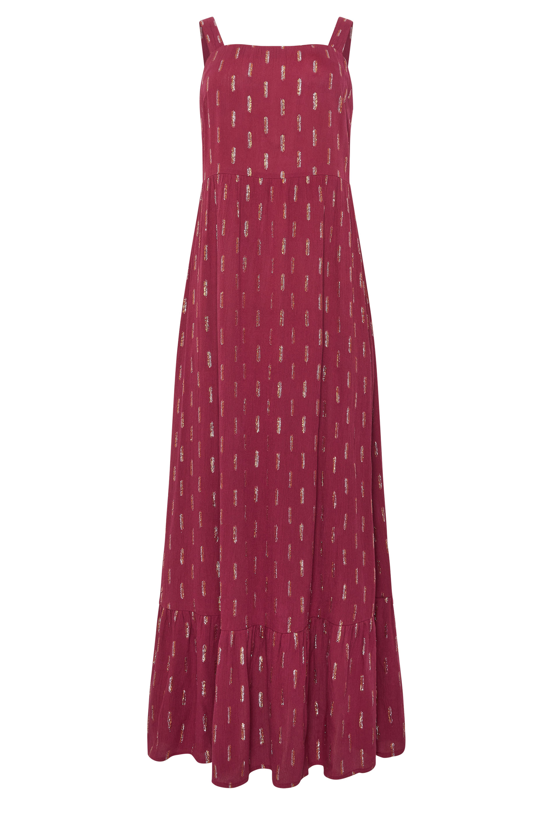 M&Co Berry Red Foil Detail Maxi Dress | M&Co 5