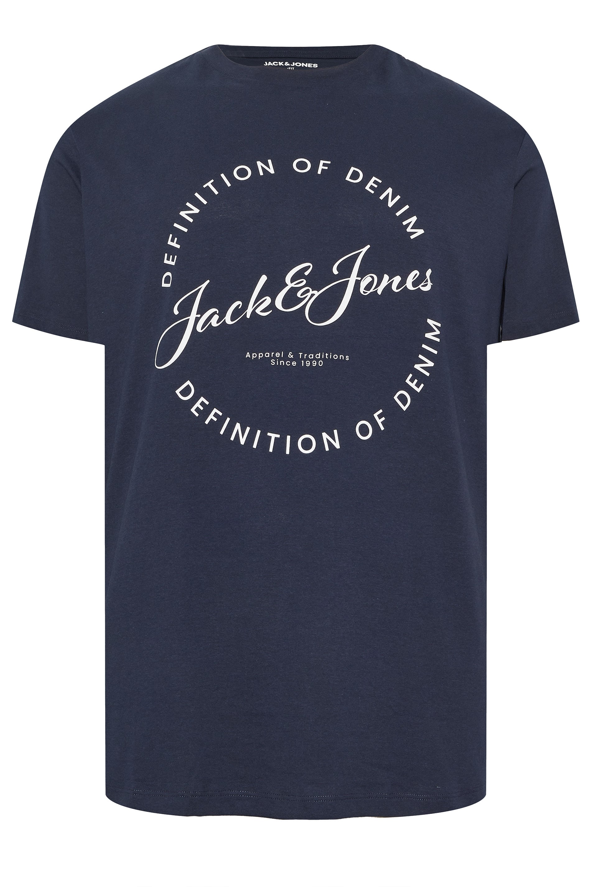 JACK & JONES Big & Tall 5 PACK Blue/Navy Blue/Green/Off-White/Black T-Shirts | BadRhino 7