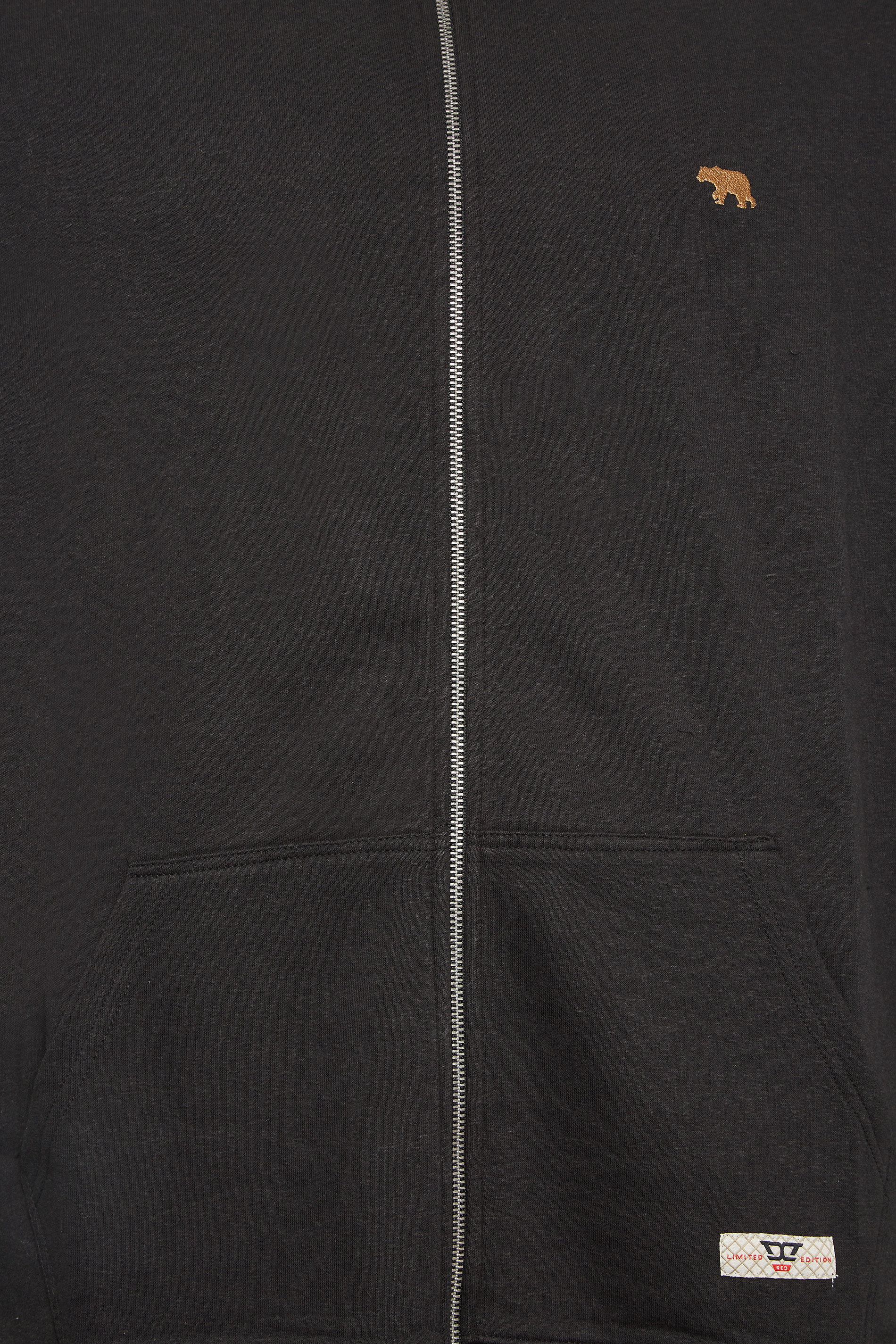 D555 Big & Tall Black Zip Through Logo Sweatshirt | BadRhino 2